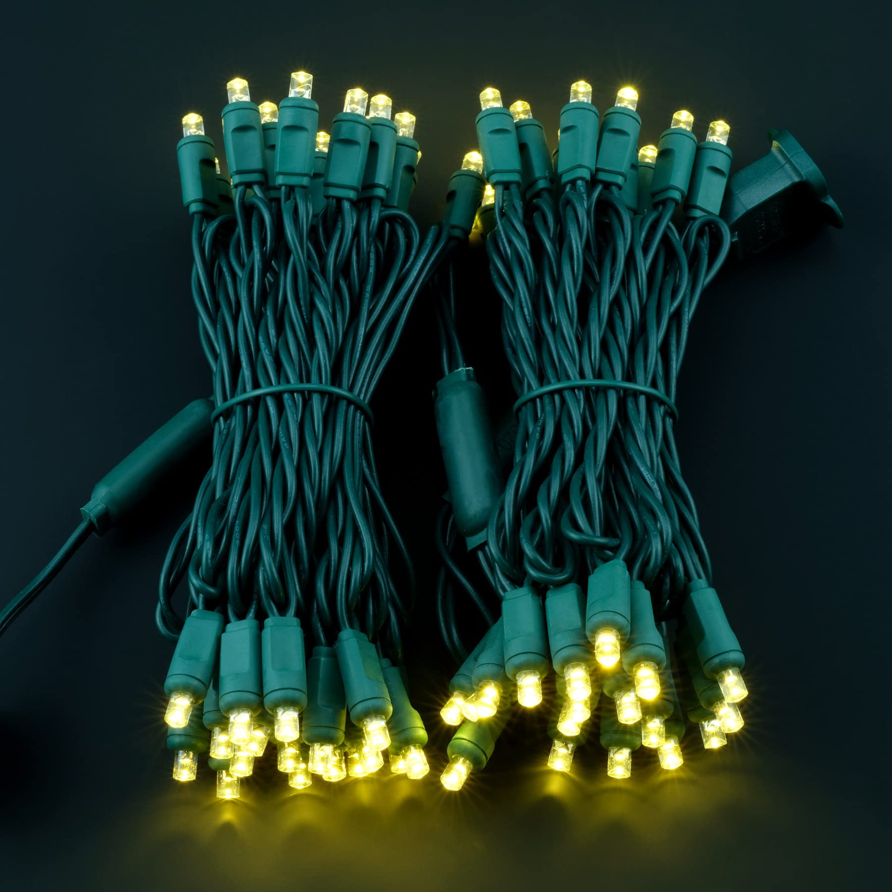 Yuletime Warm White 5Mm Led Christmas Lights, 33 Ft 100 Count 4'' Spacing One-Piece High Waterproof Wide Angle Ul Certified Stri