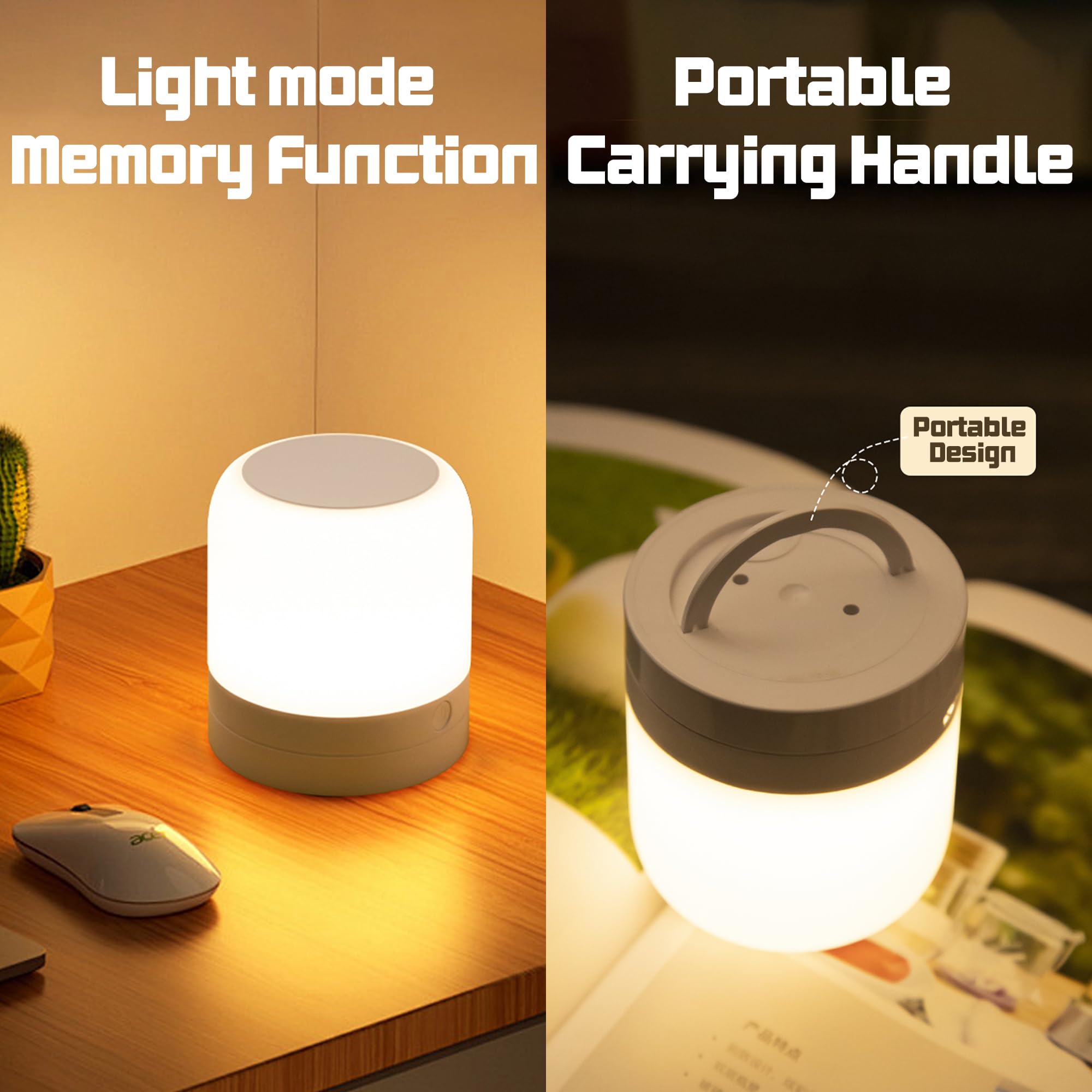 FNMYCO Portable Baby Night Light, Rechargeable LED Touch Lamp, Egg Shape, Warm White, Small, Model YD