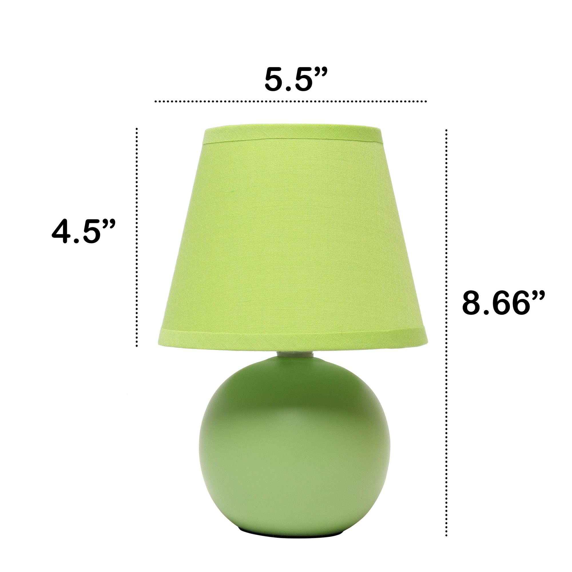 Creekwood Home Green Ceramic Orb Base Bedside Table Lamp Set - 8.66&quot; With Drum Shade