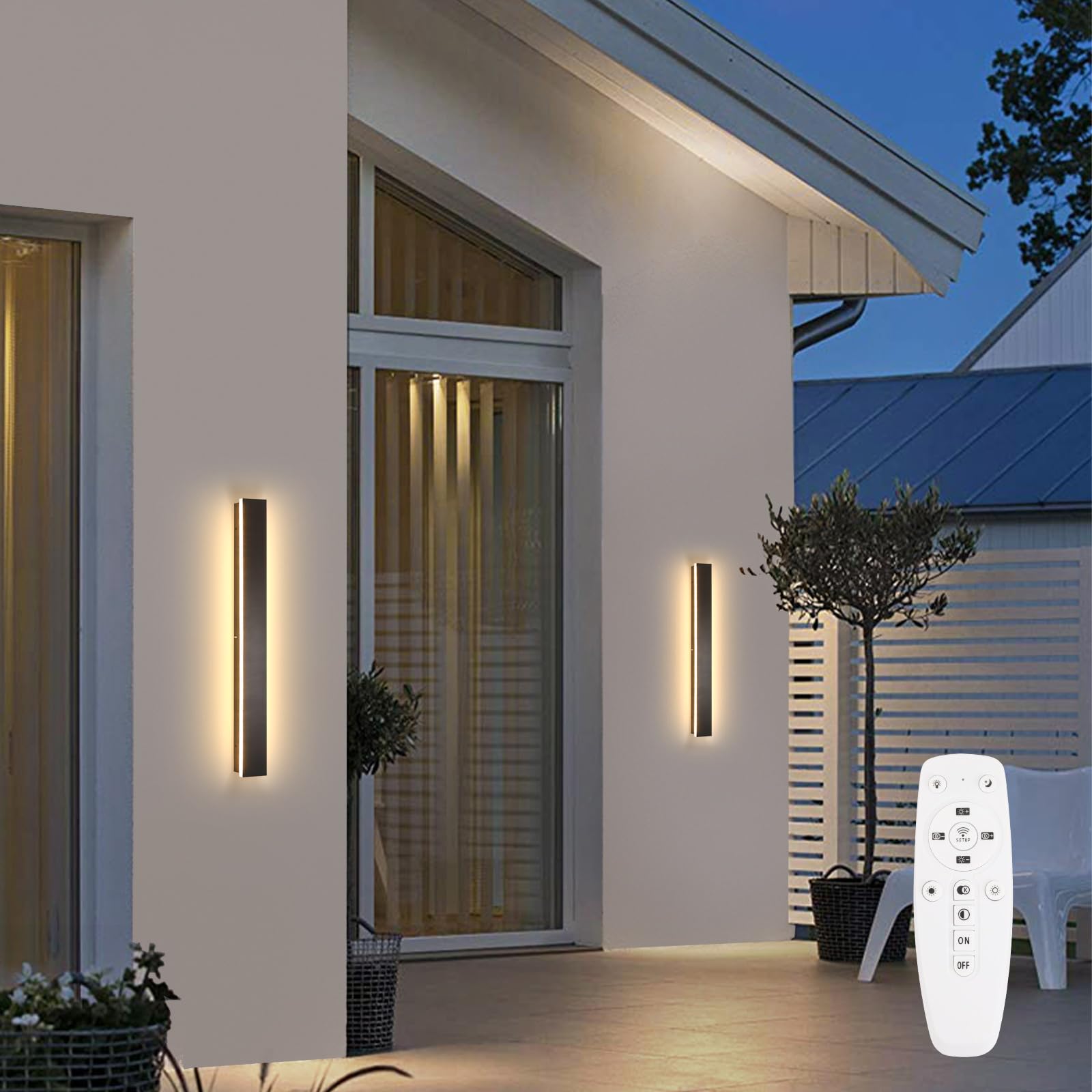 SJIGUANGZ Outdoor Wall Sconce, 24in Waterproof Porch Light, Dimmable Acrylic, Model HX-WL002-L60-R