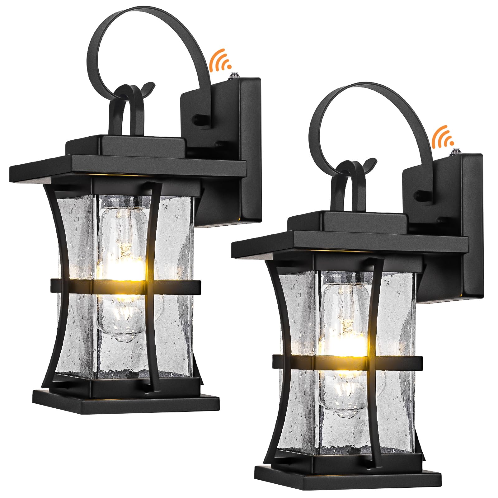 Dusk To Dawn Outdoor Wall Light Fixtures - 2 Packs Exterior Waterproof Outdoor Lighting, Porch Sconces Wall Mounted Lighting, Anti-Rust Modern Matte Black Outside Lantern For Patio Front Door Entryway