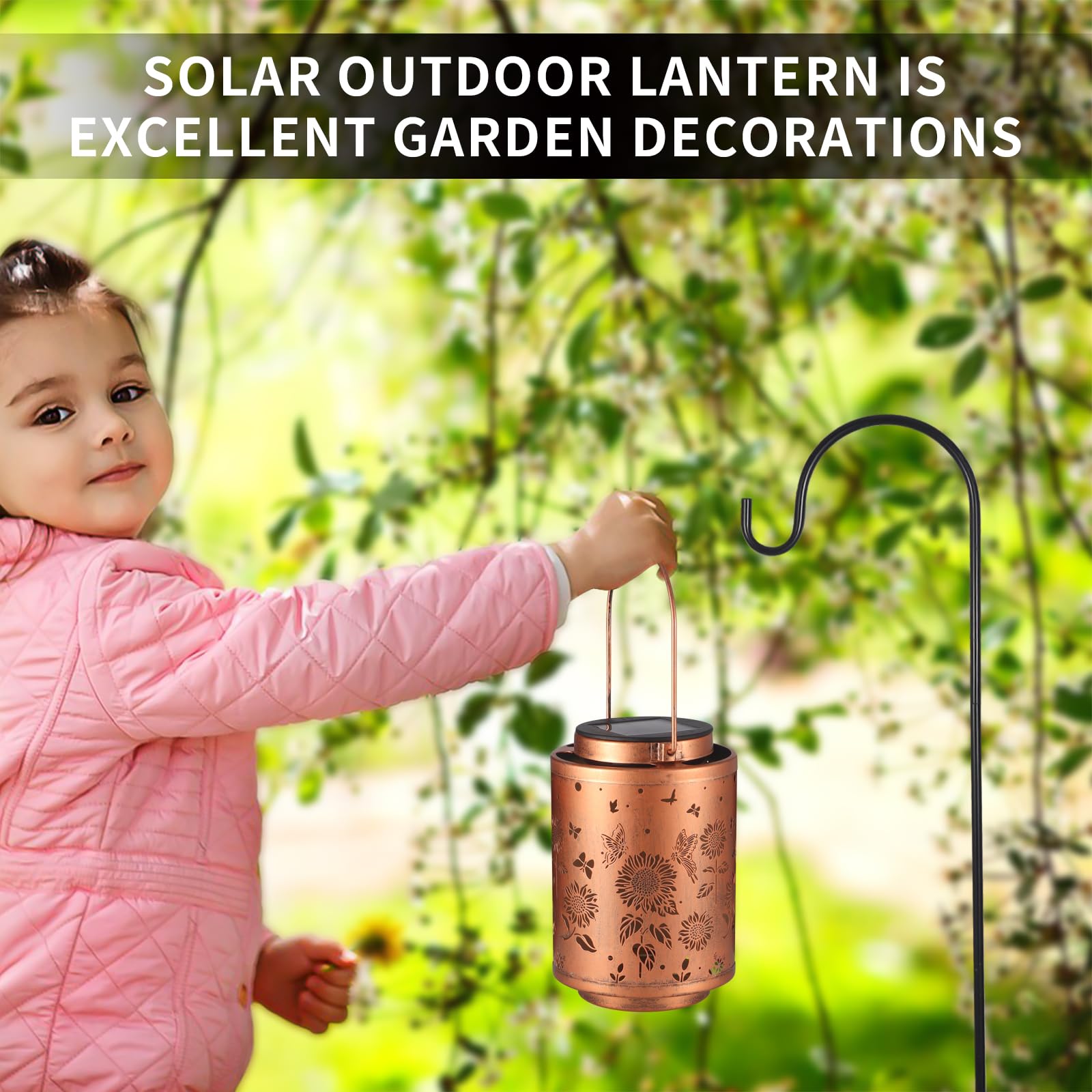 Solar Outdoor Lanterns, Butterflies Garden Decor Led Light Hanging Waterproof Solar Metal Lantern Christmas Gifts For Women Mon Grandma Sunflower Solar Lights Outdoor Decoration For Patio Pathway Yard