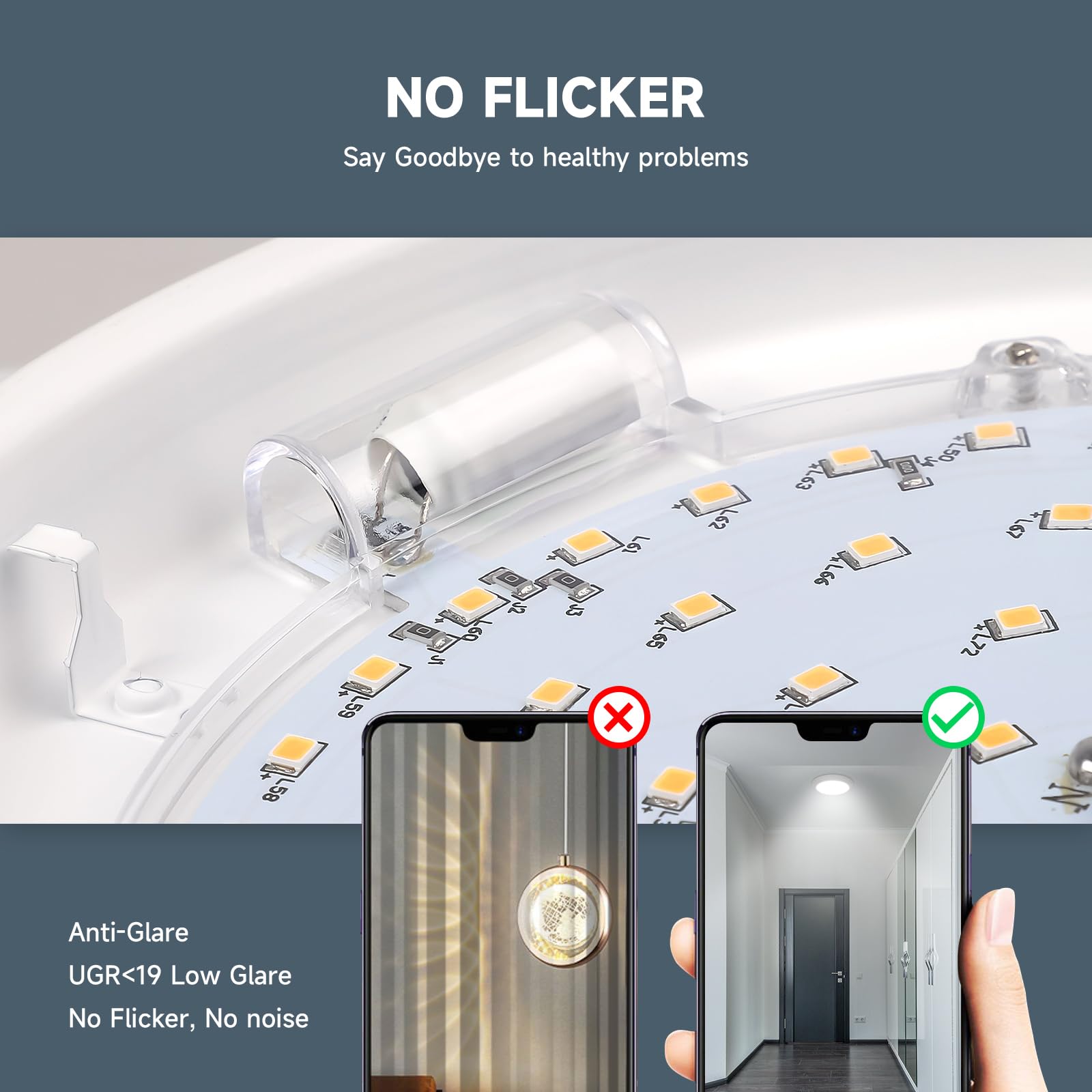 ECOELER LED Flush Mount Ceiling Light, 30W, 2000 Lumens, 4000K Cool White, Aluminum, Model CDR830A