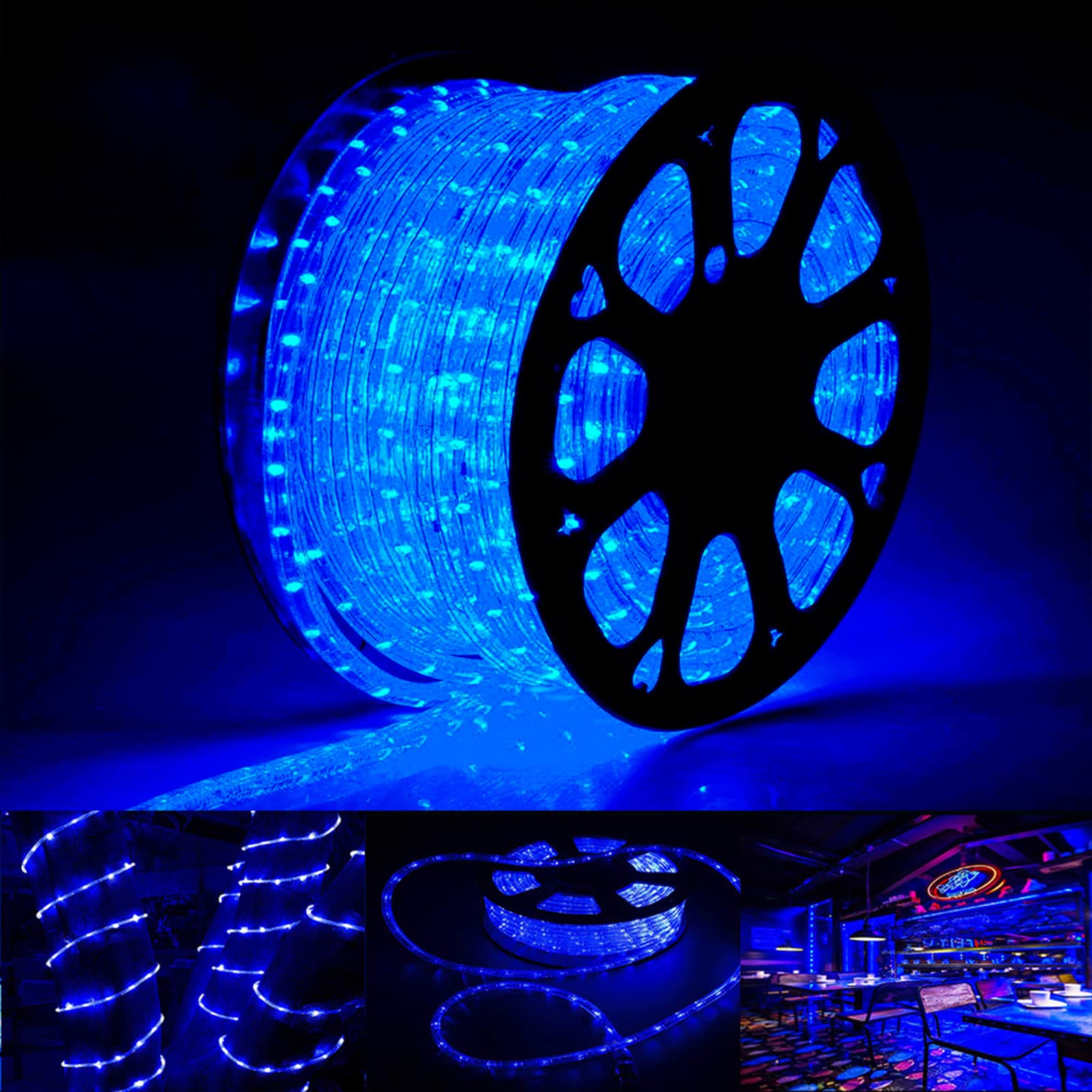 Jnaurb LED Rope Lights, 150ft Waterproof Flexible Tube, 1080 LEDs, 8 Modes, Outdoor Indoor Decoration, Blue