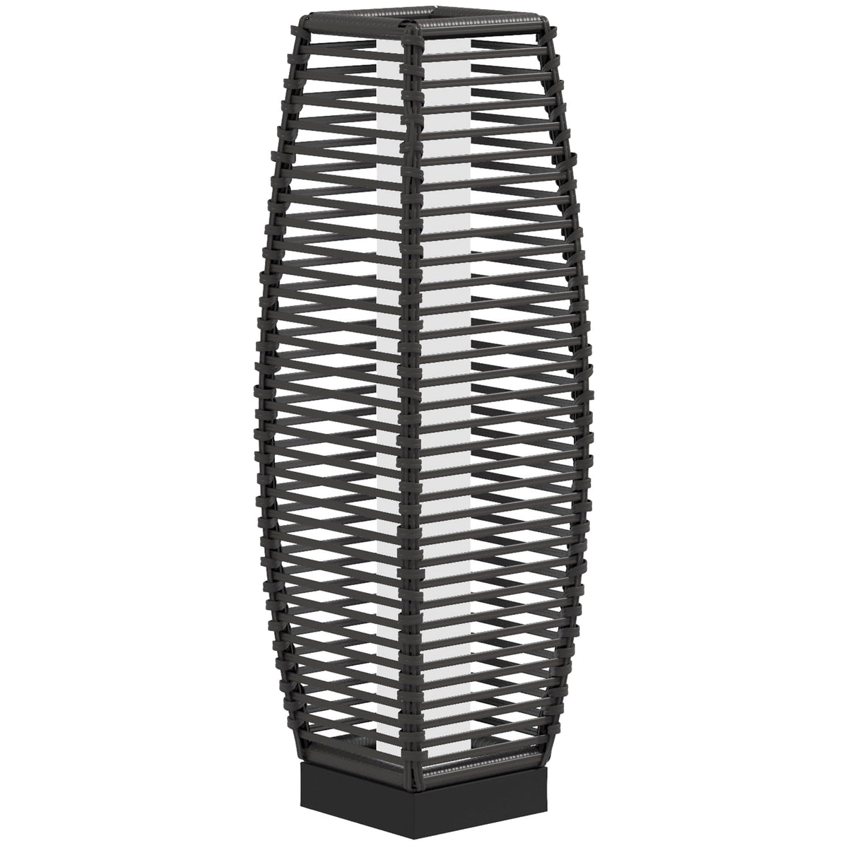 Outsunny Solar Floor Lamp, Outdoor Rattan Garden Lantern Pathway Light & Decorative Driveway Lighting With Auto On/Off Led Light