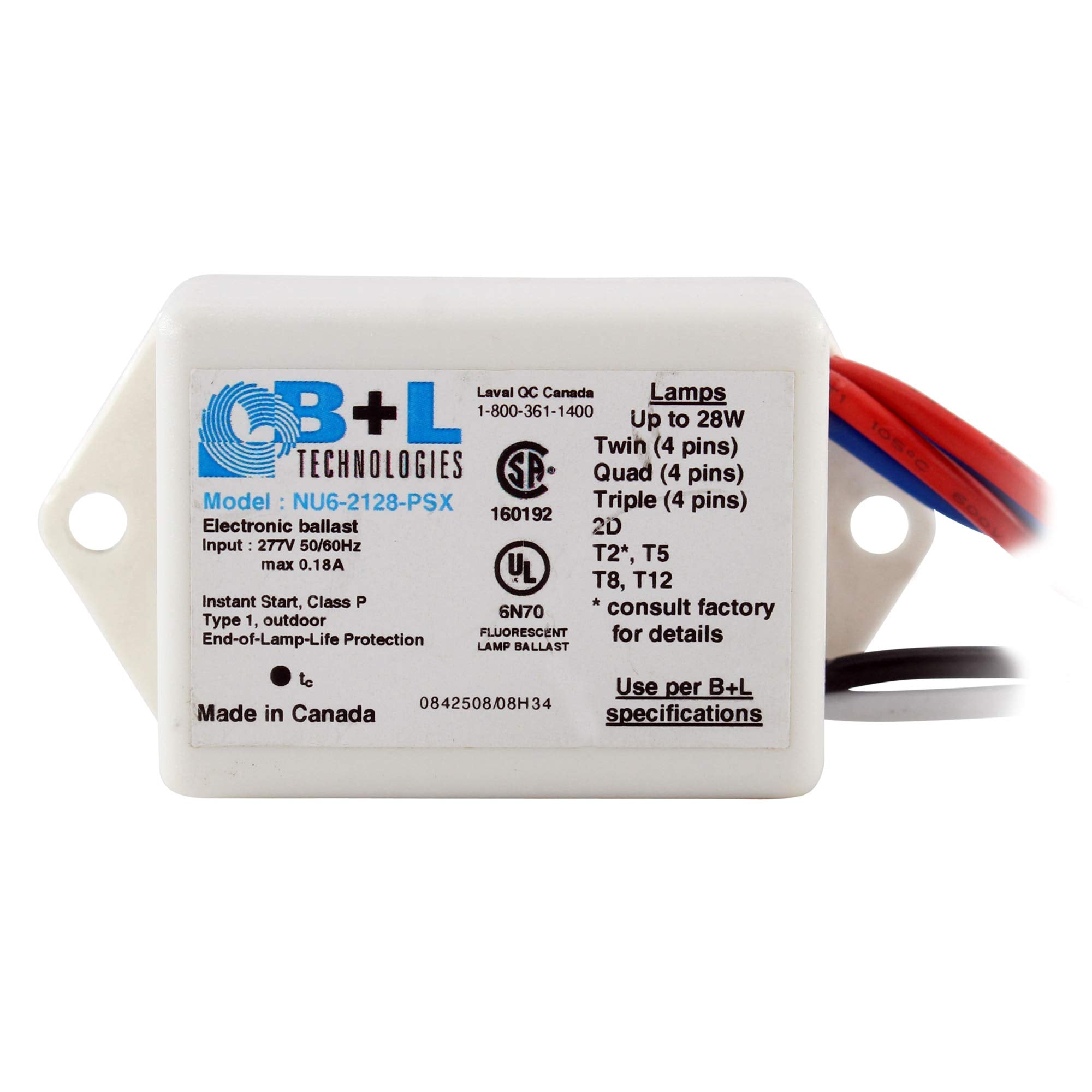B&L Technologies 50638 - Nu6-2128-Psx 277V Compact Fluorescent Ballast