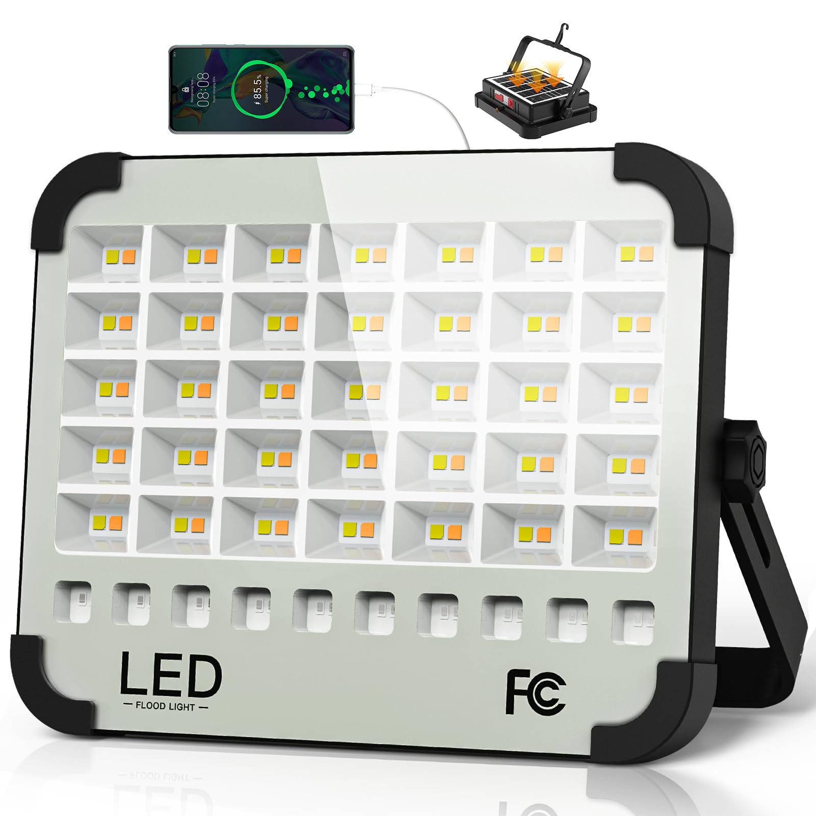 200W LED Solar Work Light Rechargeable, Sinear 20000LM Magnetic Portable Light, 20000mAh with 5 Modes, IP66 Waterproof for Outdo