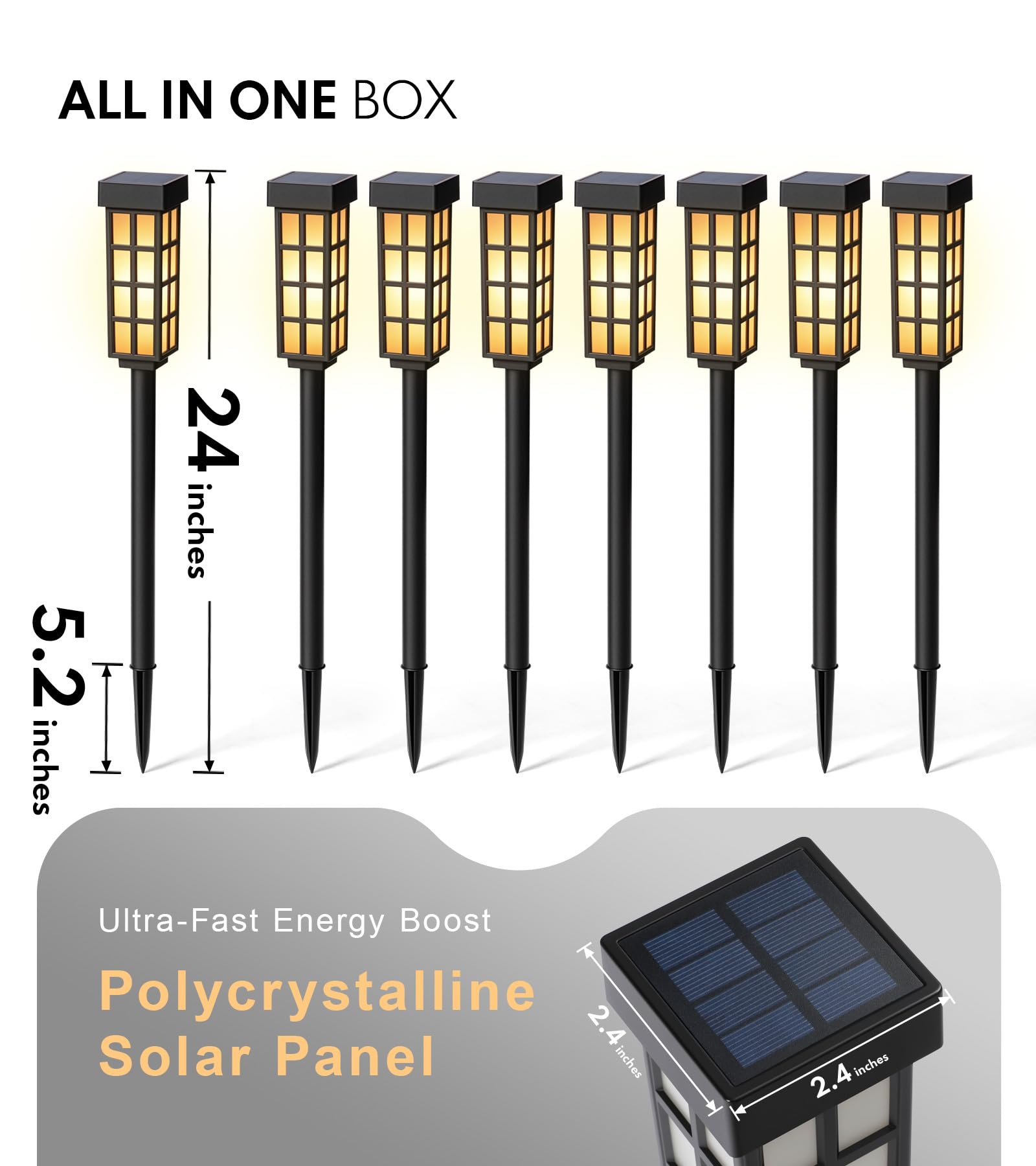 8 Pack Solar Pathway Lights, Led Solar Lights Outdoor, Ip65 Waterproof Outdoor Solar Lights For Yard, Auto On/Off Solar Walkway