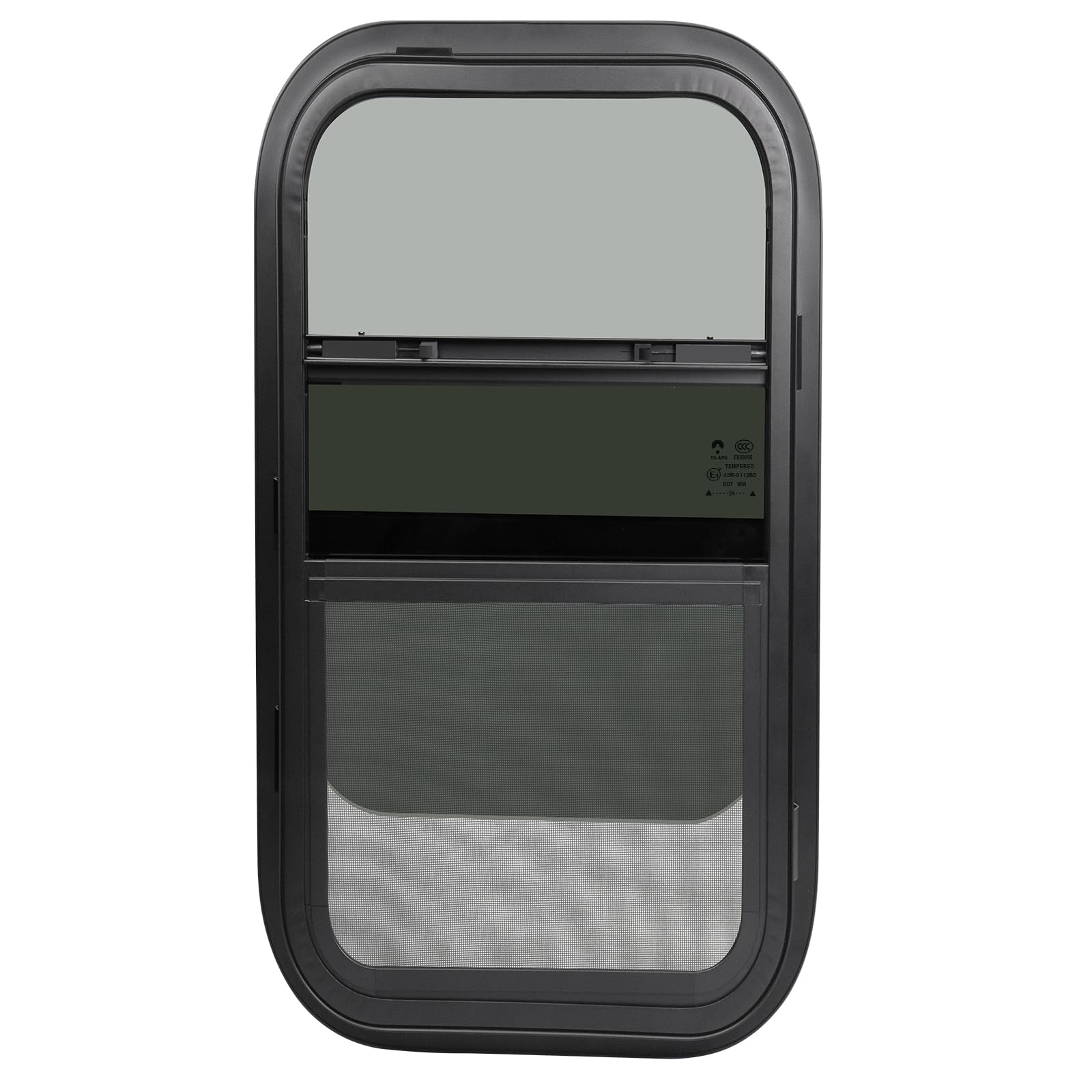 NOVINO Cargo Trailer Window, 12inW x 22inH Vertical Sliding Replacement, Fits 15/16in or 1-3/8in Thick Wall, Green, Model NRW-002