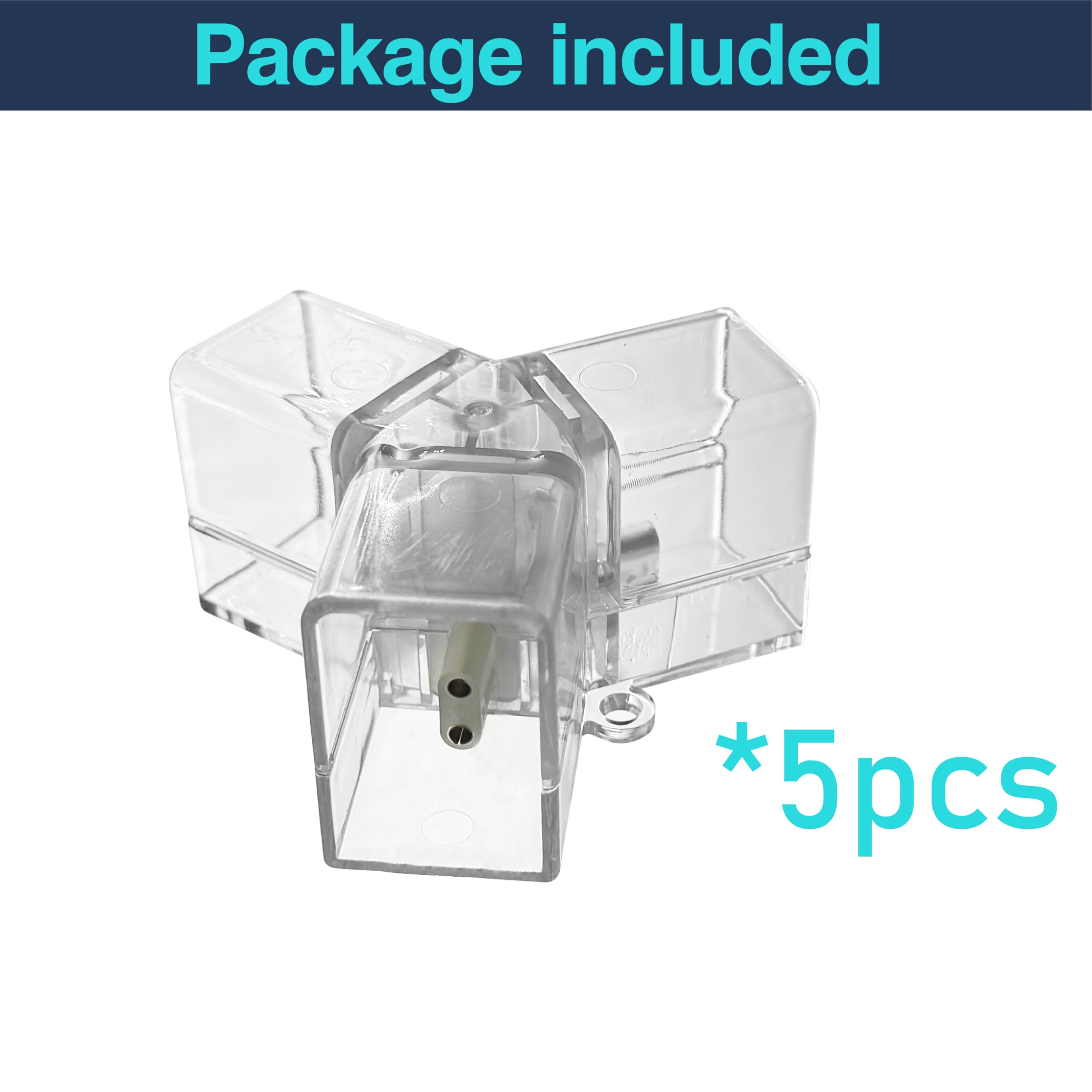 cezelux Hexagon Garage Light Connectors - 5 Pack Y-Connectors, 2 Pin, Clear Plastic for Honeycomb Lighting Systems