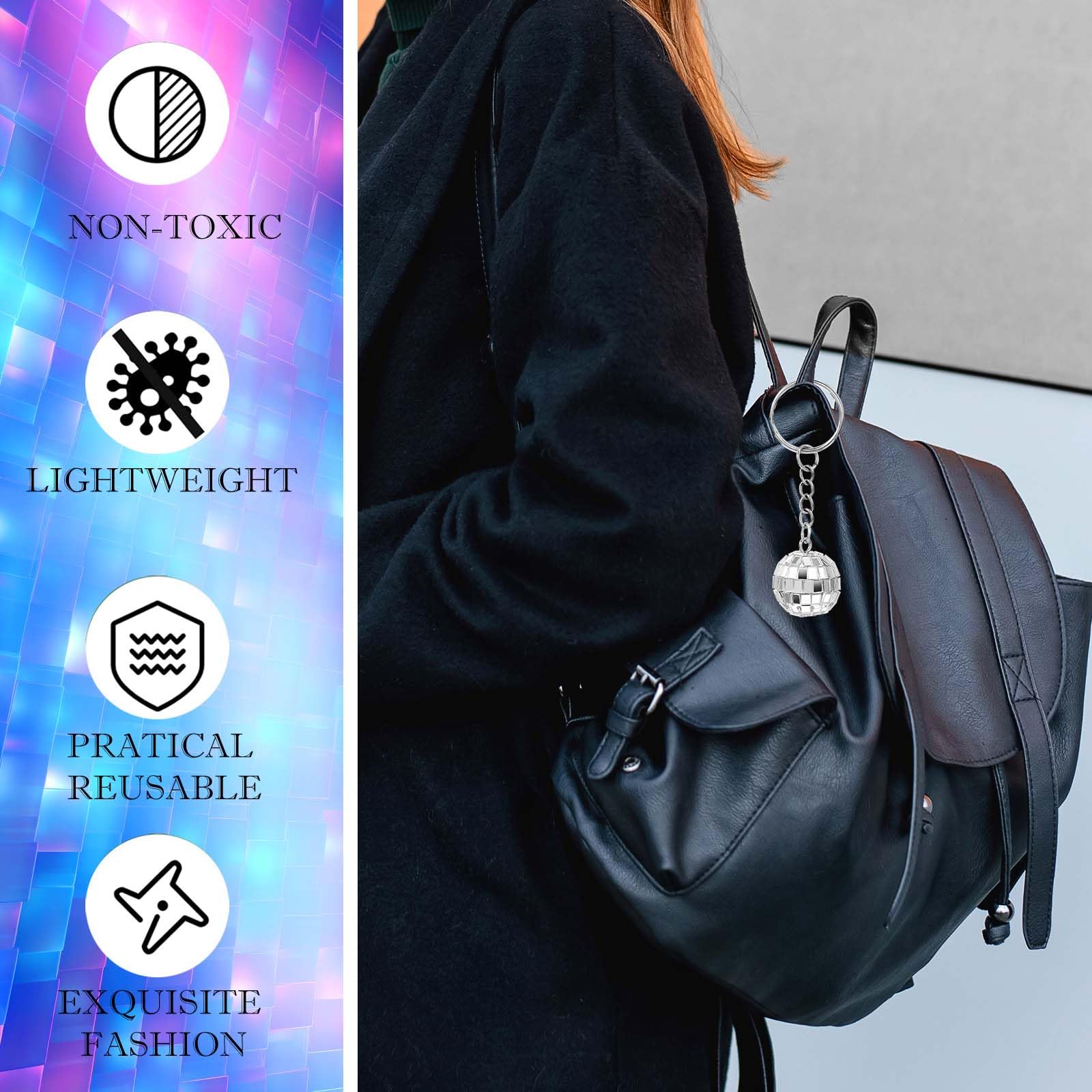 Tyqour 10Pcs Disco Ball Keychain Small Disco Balls Mini Disco Ball Party Favors Keychain Silver Disco Party Favors Supplies Accessories For 70S 80S 90S Disco Party Christmas New Year Party Decorations