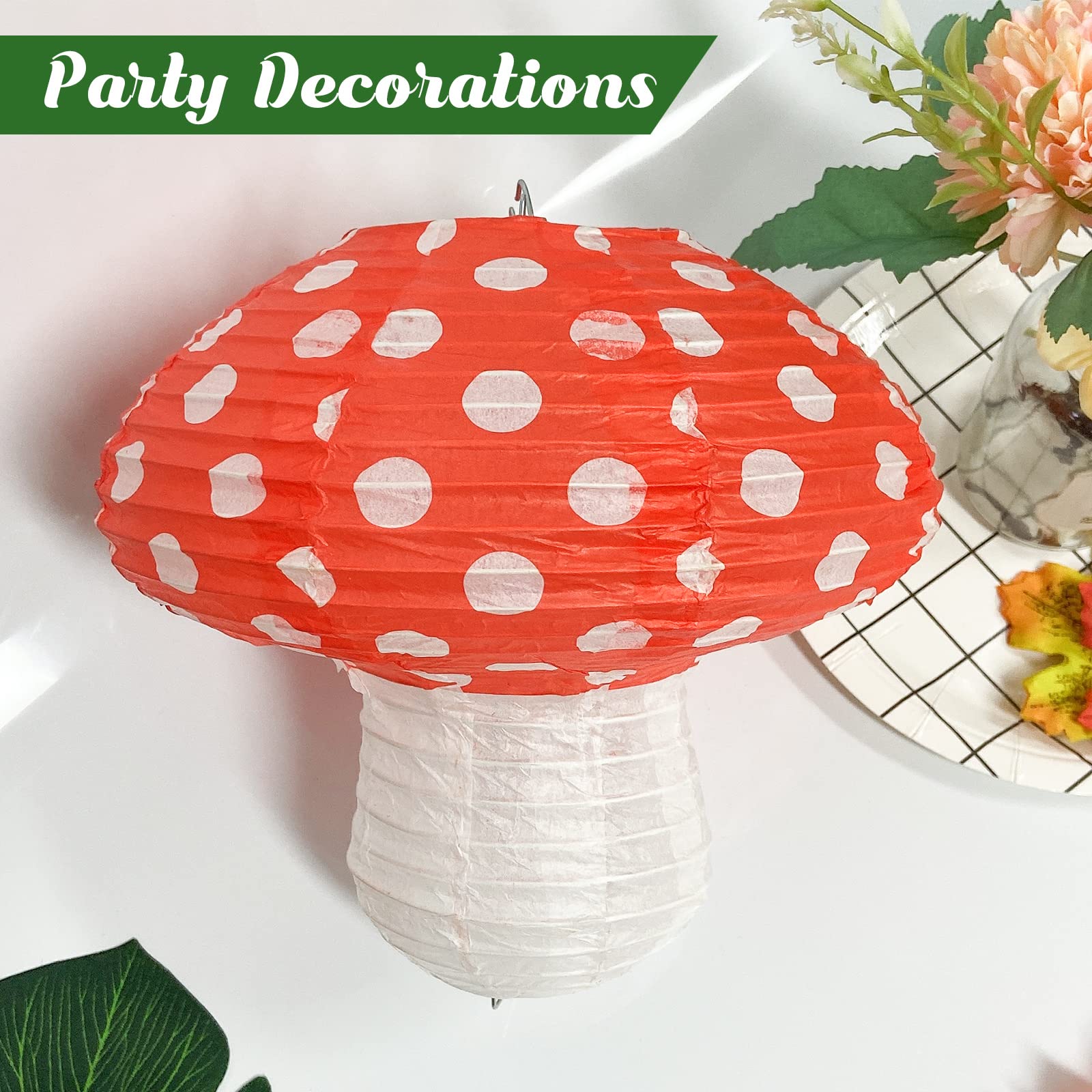 Mushroom Hanging Lanterns, Mushroom Shaped Paper Lantern For Forest Jungle Wonderland Theme Birthday Party Decor Fairy Baby Show