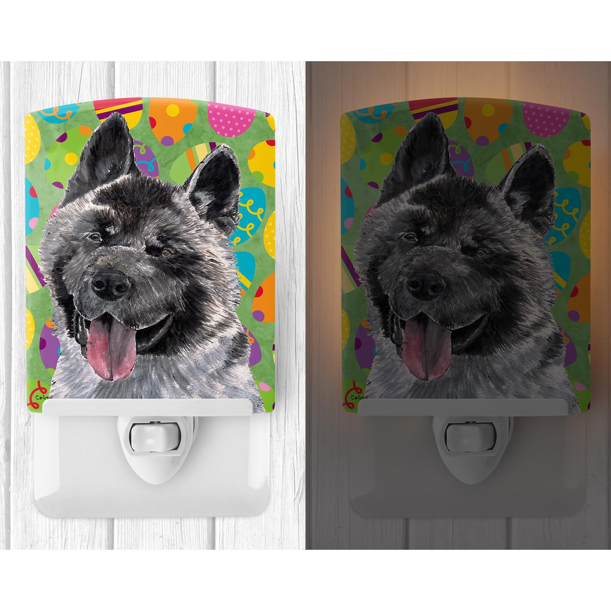 Carolines Treasures Akita Ceramic Night Light, UL-Certified, 6x4x3in, Multicolor, Model SC9488CNL