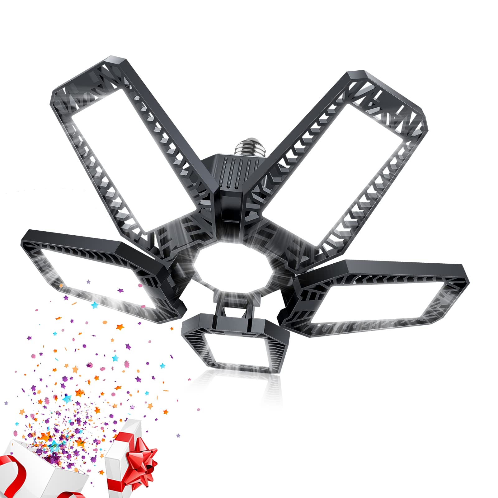 YIBEYYDS LED Garage Light 160W 16000LM 6500K Deformable Panels E26/E27 Black Model A1