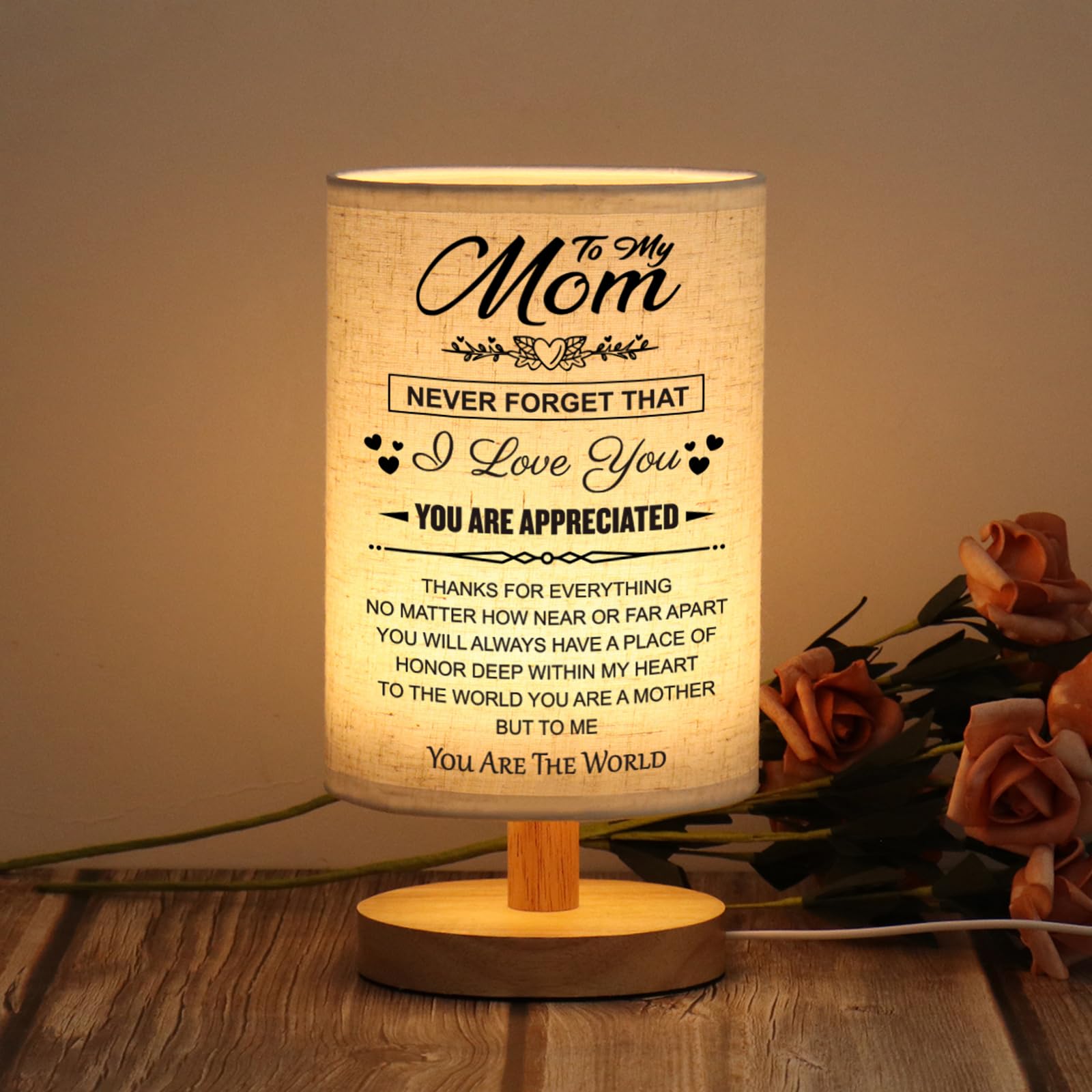WSYEAR Mothers Day Birthday Gifts for mom from Daughter Son-Table Lamp Mom Gifts from Daughters Son for Mother Night Light Anniv