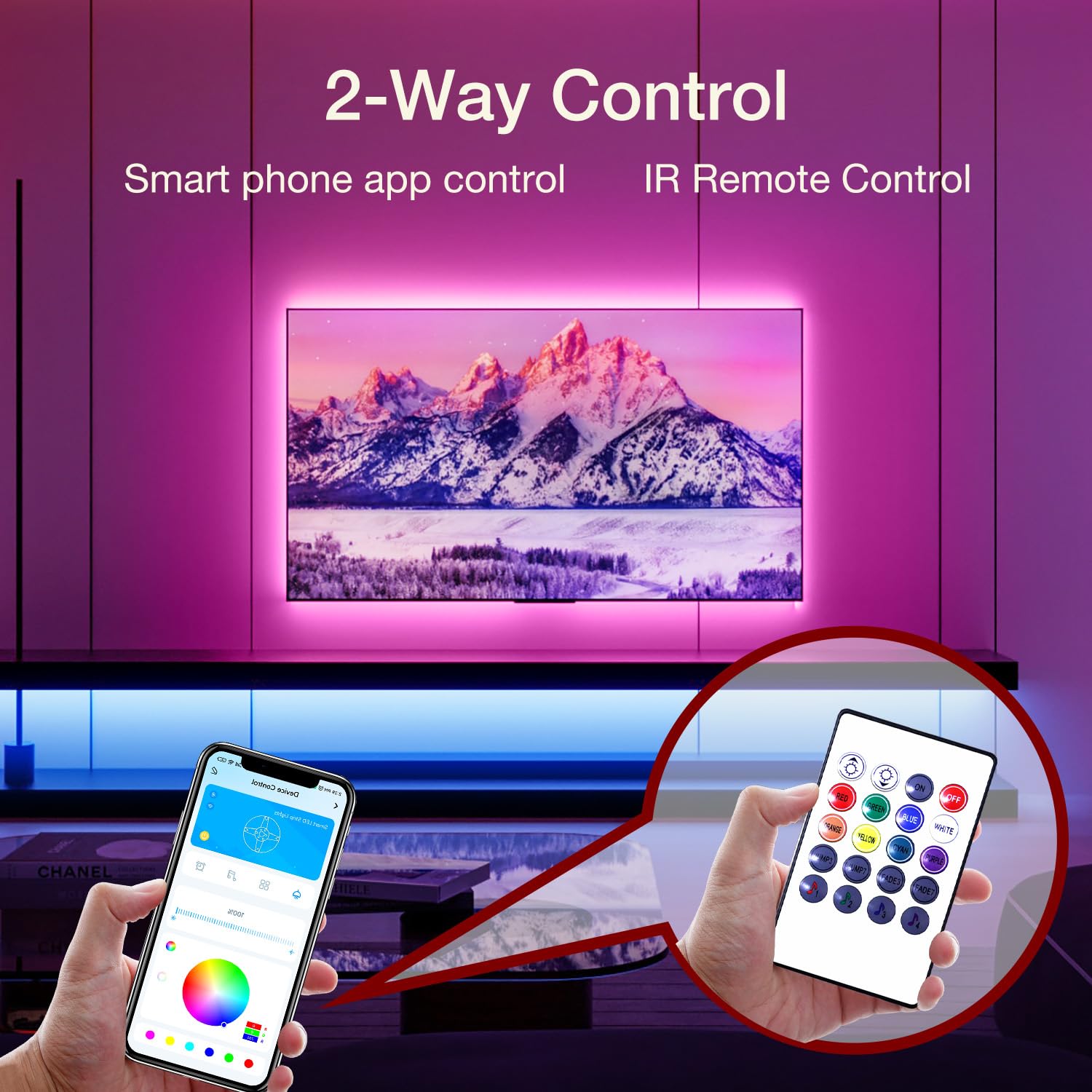 Daybetter Led Lights For Tv 15Ft, Tv Led Backlight 65-75 Inch, Rgb Led Strip Lights Behind Tv With App Remote Control, Music Syn