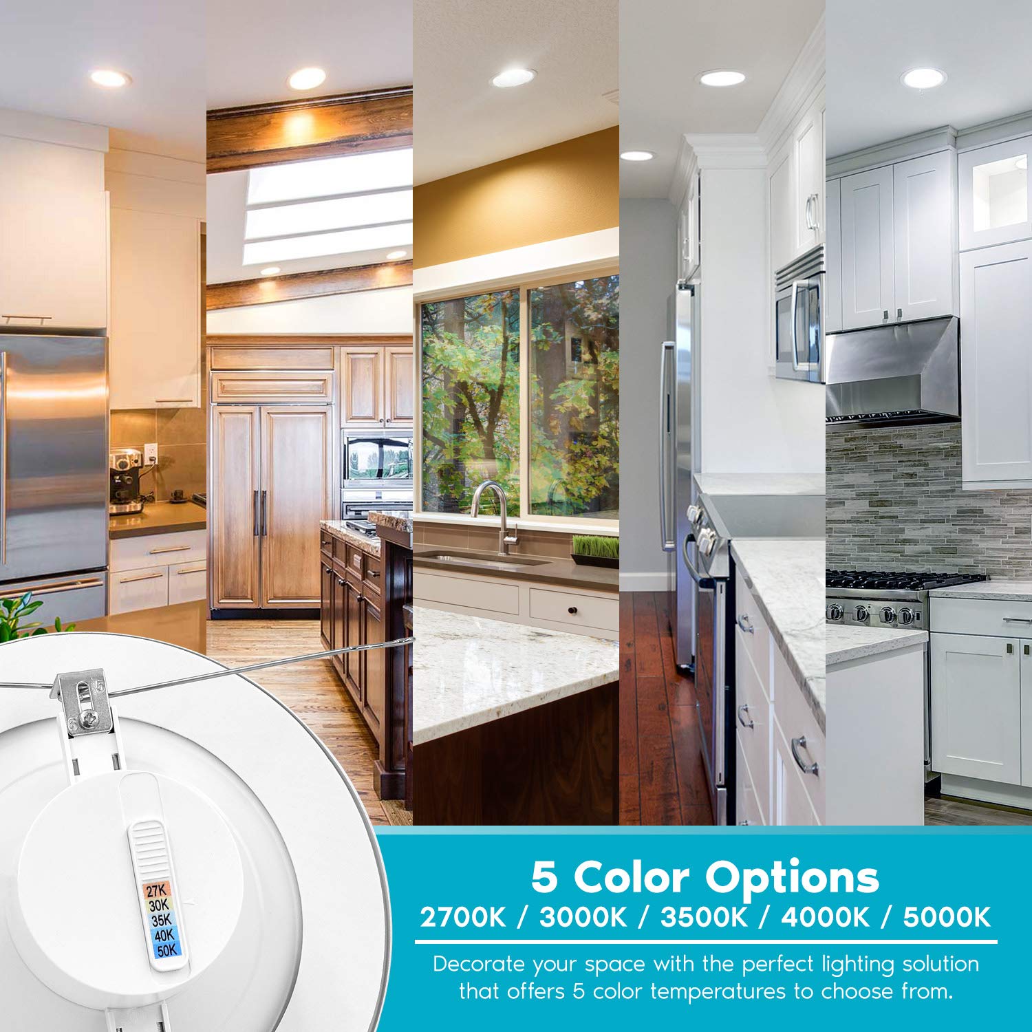 Luxrite 5/6 Inch Led Recessed Retrofit Downlight, 14W=90W, Cct Color Selectable 2700K | 3000K | 3500K | 4000K | 5000K, Dimmable