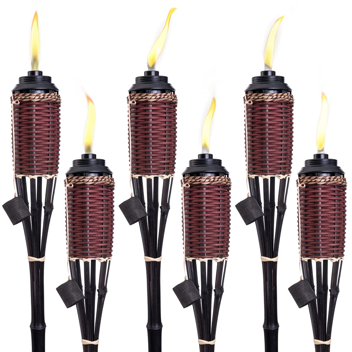 Backyadda Bamboo Torches - 57&quot; Tall, Extra-Large Metal Canisters, Fiberglass Wicks For Outdoor Use