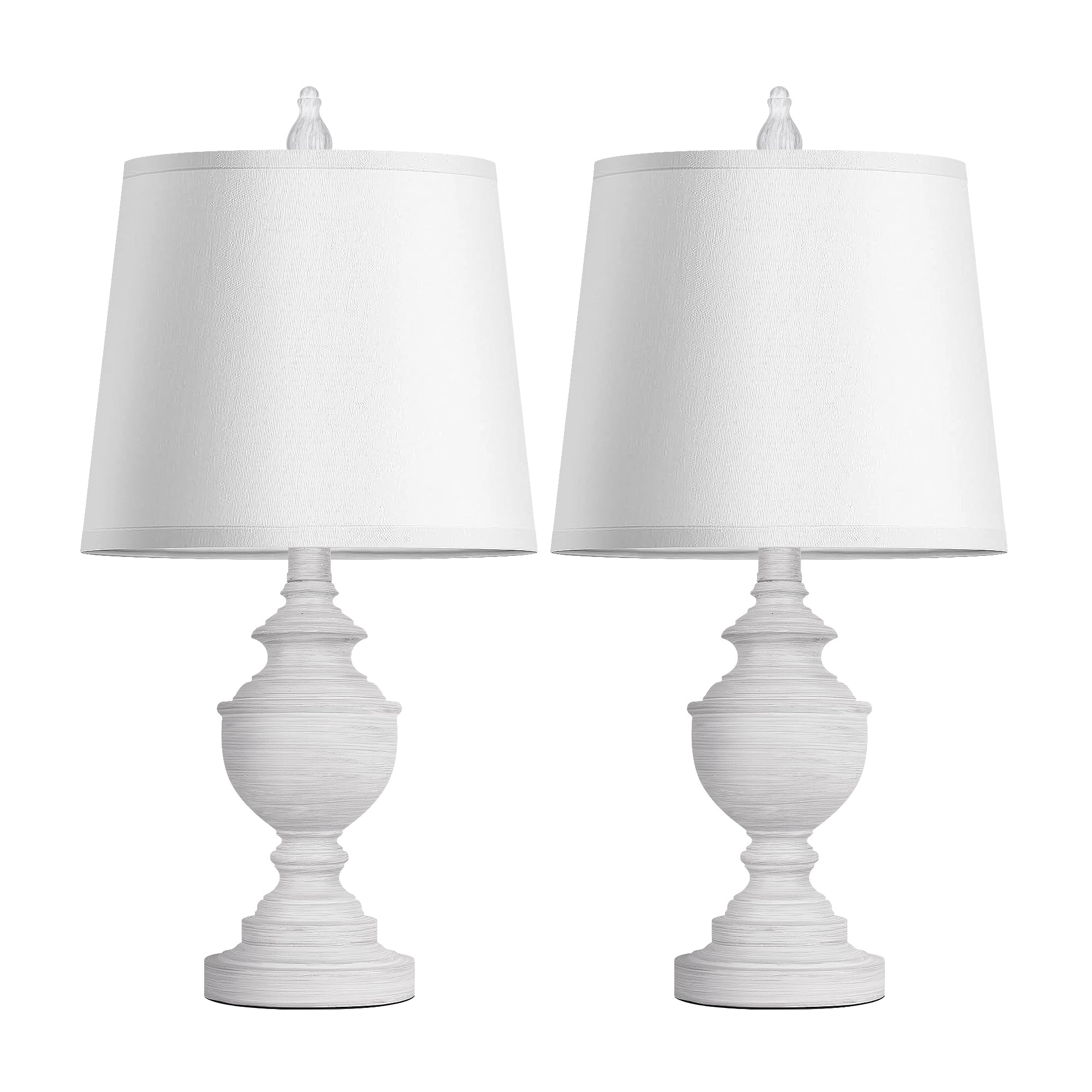 PARTPHONER Retro Table Lamps Set of 2, 22in Vintage Nightstand Lamps, White Resin Shades, Rustic Farmhouse Design