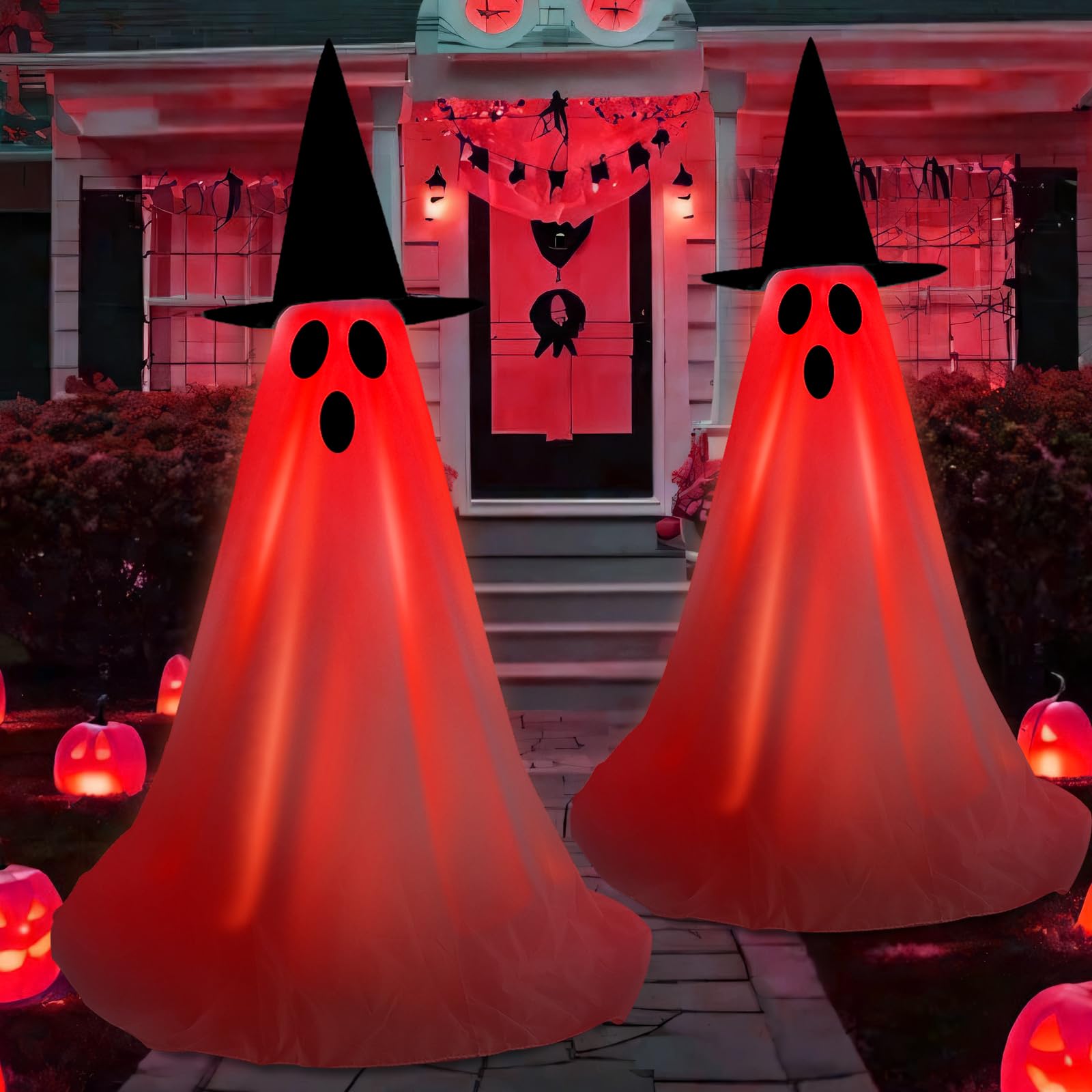 Halloween Light Up Ghost Kit - 2 Pack Diy Halloween Decorations Spooky Ghost Decor With 20 Led Lights Battery Operated,Adjustabl