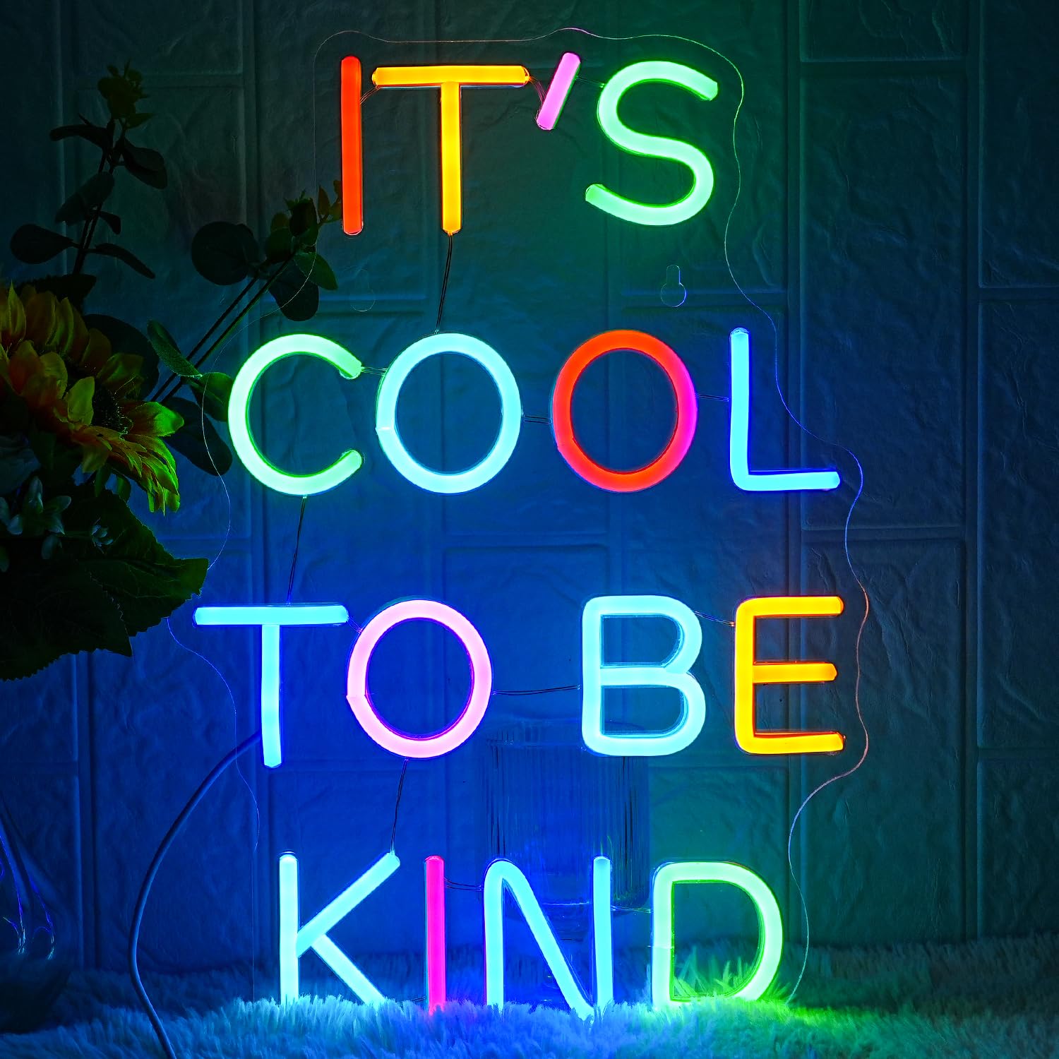 ItS Cool To Be Kind Neon Sign Colorful Letter Neon Signs For Wall Decor Dimmable Student Neon Lights For Classroom Decor Positive Classroom Education Gifts