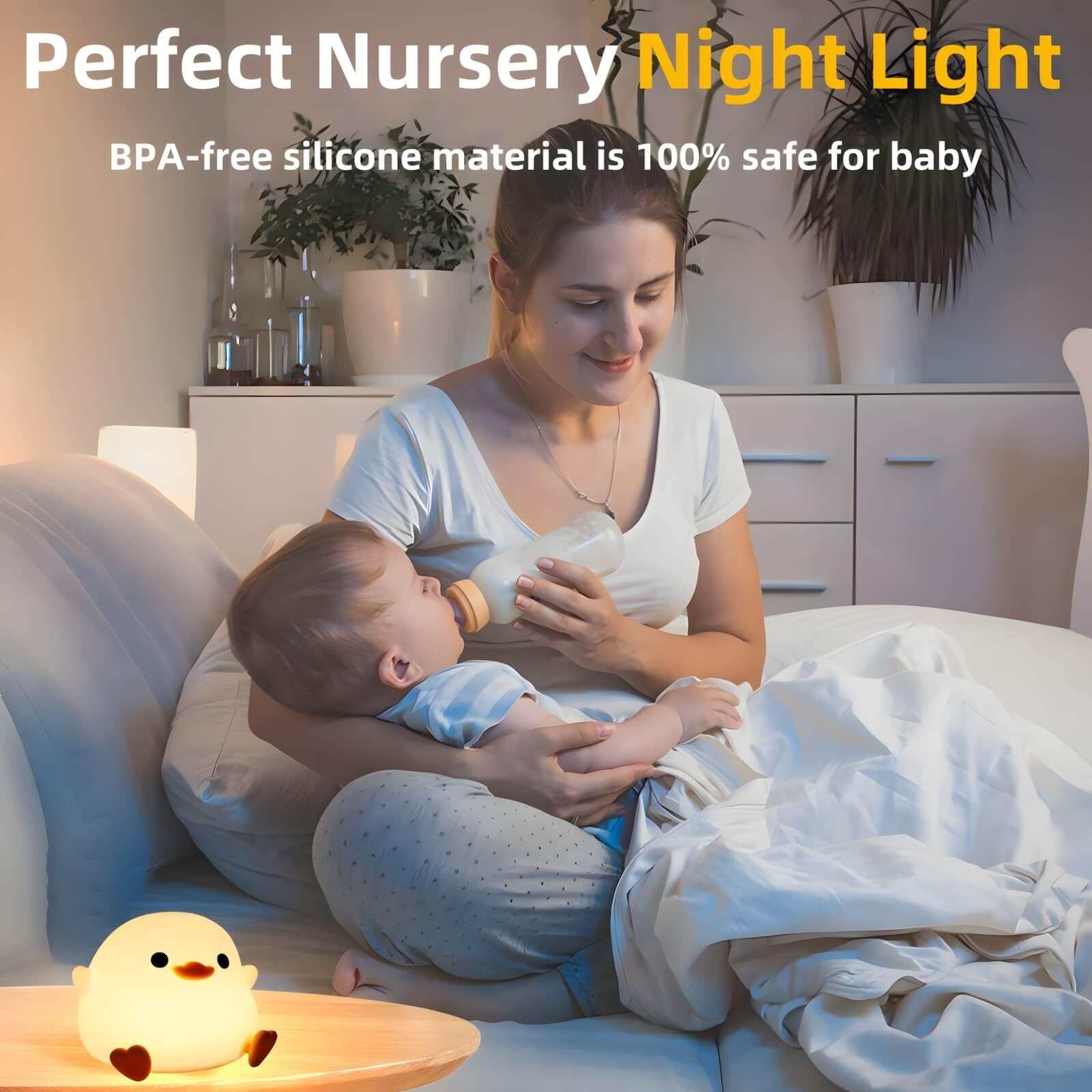 Daixinde Dodo Duck Night Light, Cute Duck Lamp, Rechargeable Dimmable Nightlight, Silicone Led Bedside Lamp Nursery Nightlight With 20 Minutes Timer And Touch-Sensitive For Bedrooms, Living Room