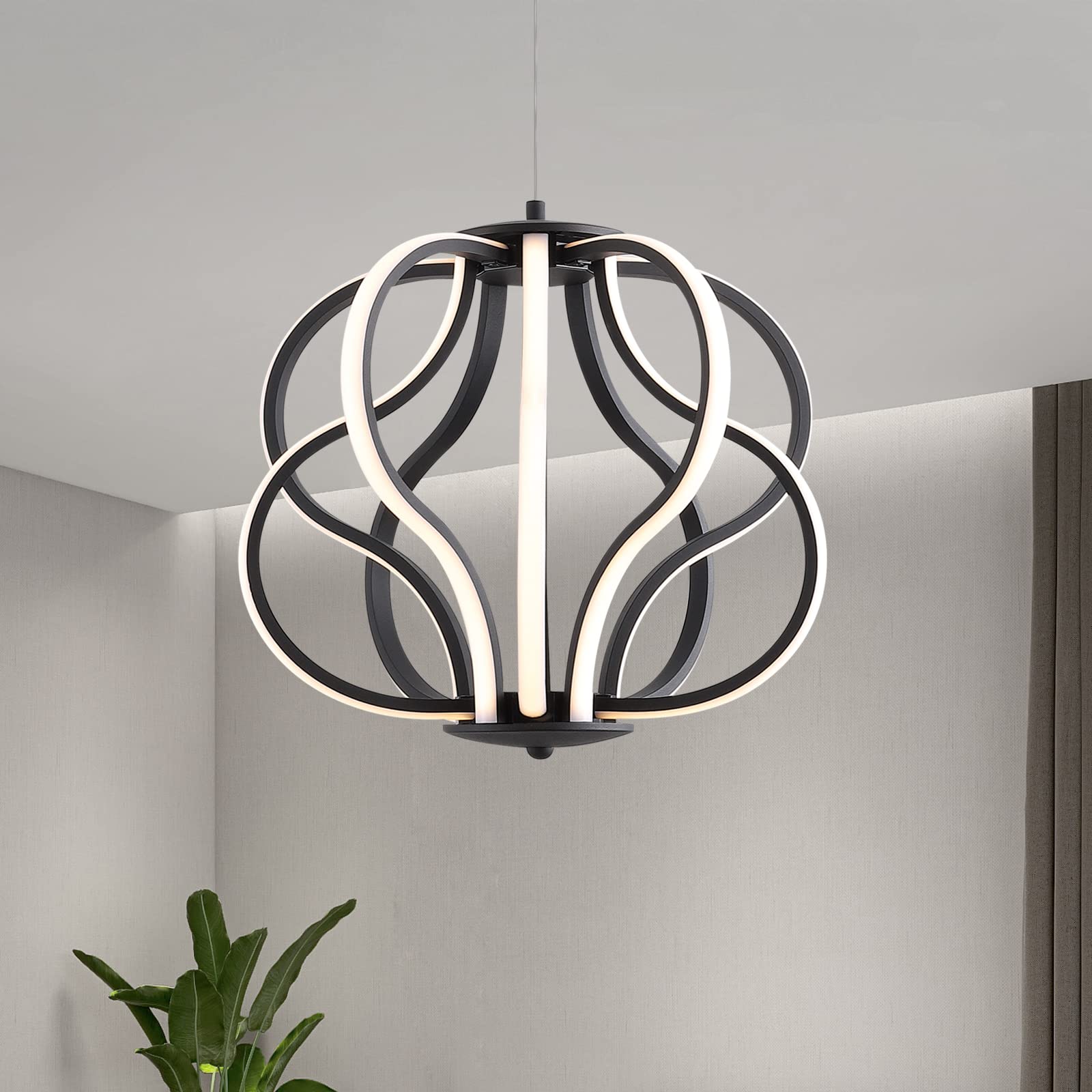 Modern Led Chandelier Black Hanging Pendant Lights, Easy Install Suitable For Dining Room Living Room Bedroom Kitchen And Corridor (10 Light, Black)