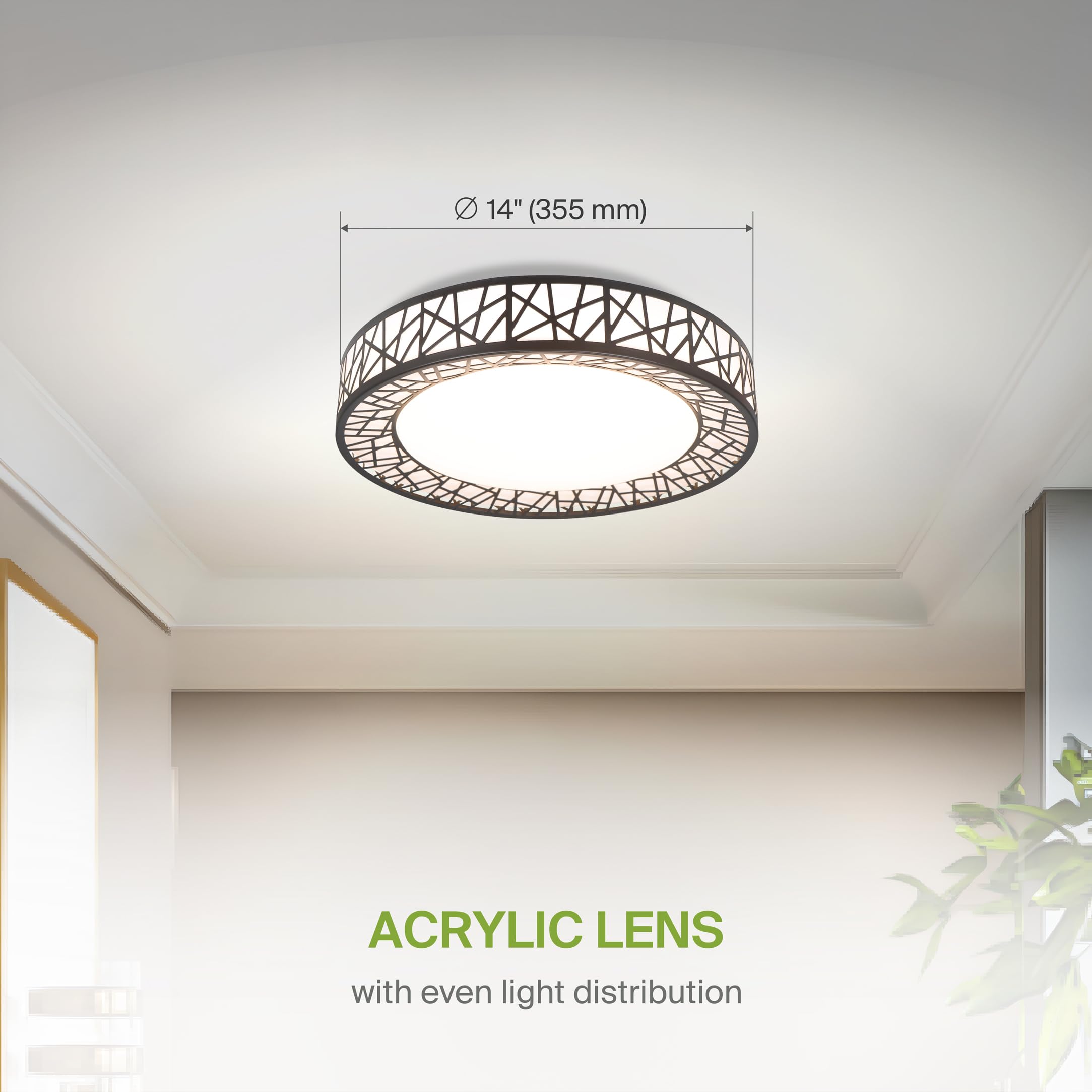 ASD LED Flush Mount Ceiling Light 24W 1534LM Dimmable 14in Matte Black 4 Pack A-LOFT-FM14D24BK-4p