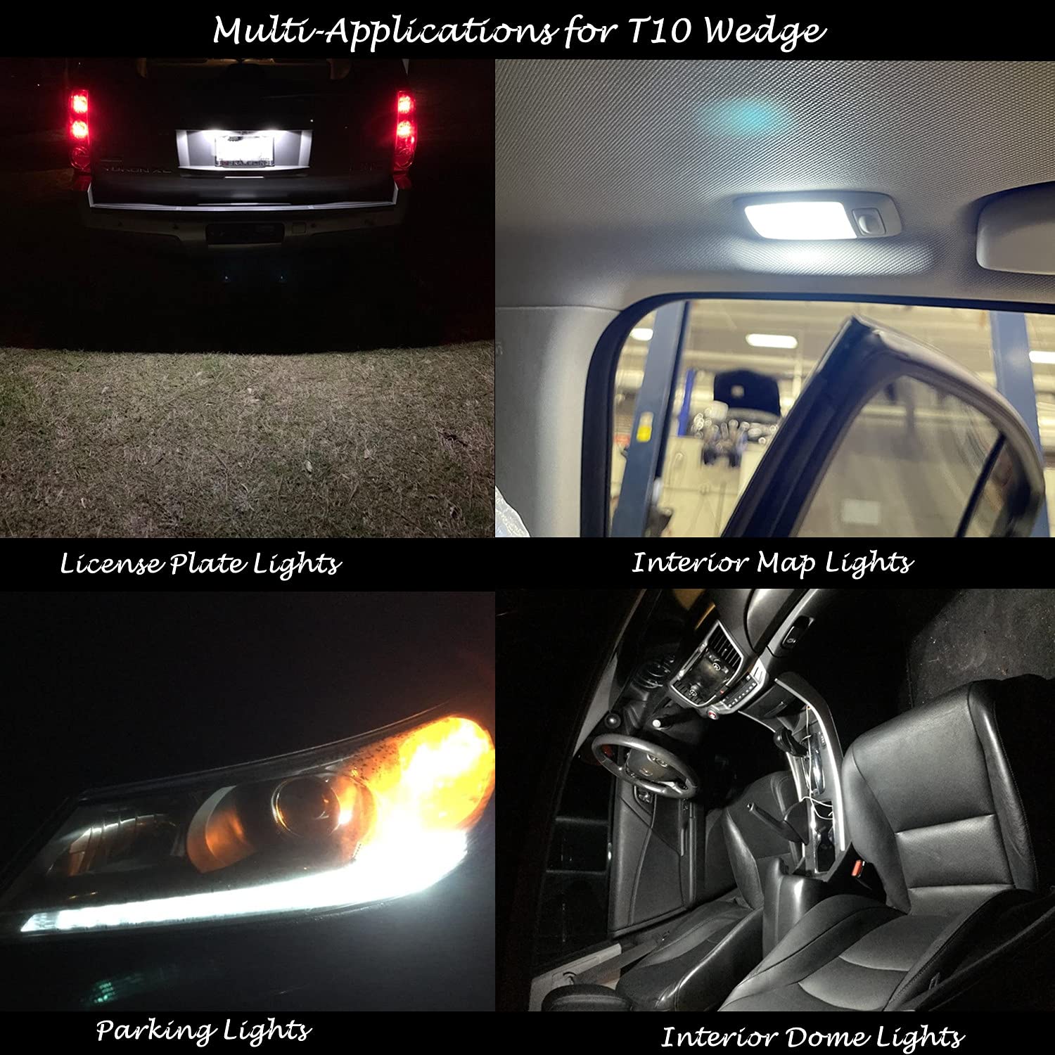 Alla Lighting Newest T10 Wedge 194 168 2825 W5W Led Bulbs, 6000K White License, Reverse, Trunk, Marker, Parking, Door, Map, Dome Lights Lamps, 360° Light 4014 18-Smd Super Bright 558 161 175
