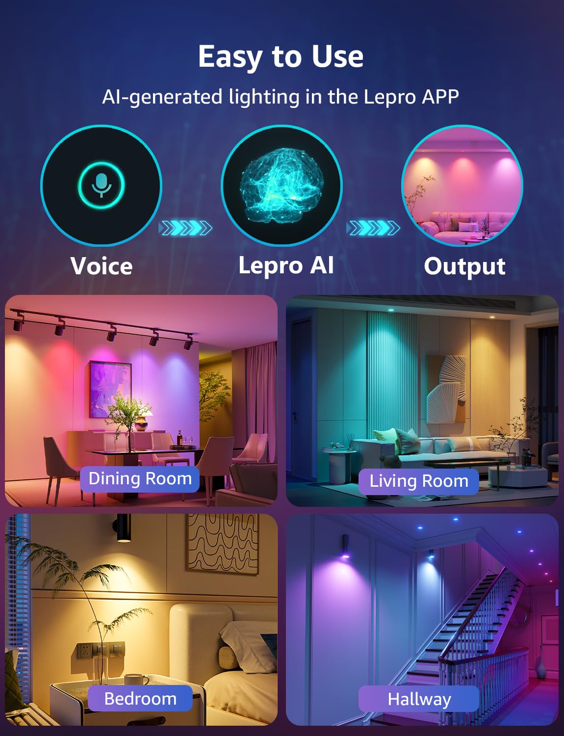 Lepro BG1 Smart Bulb - RGBCW Dimmable LED, Works with Alexa & Google Assistant, Multi-colored, 4 Pack