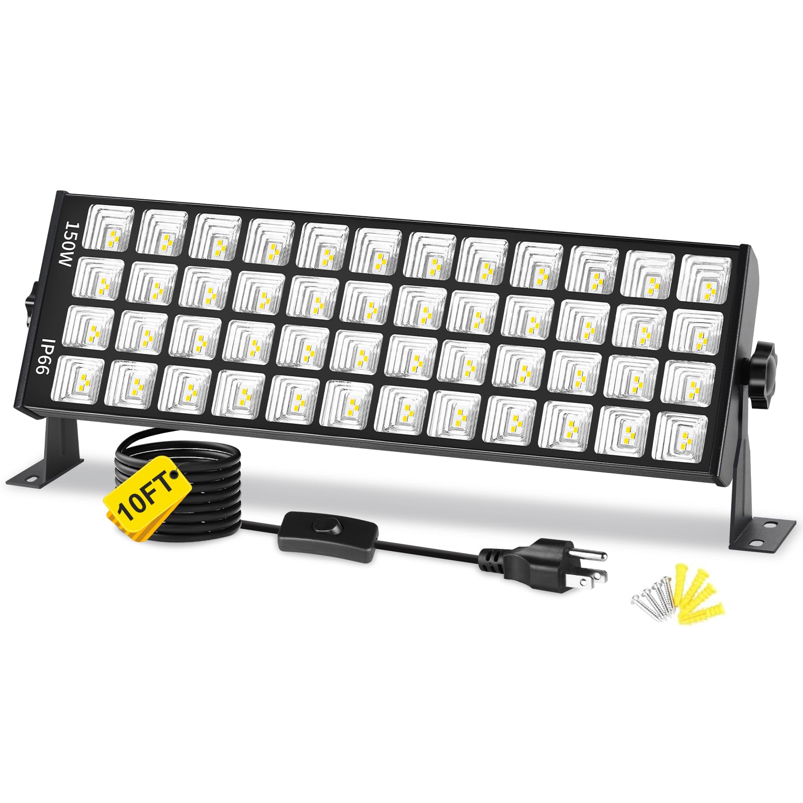 Yqnlifa 150W Led Shop Lights  18000Lm 6000K Daylight White Super Brighter  Ip66 Waterproof Outdoor Garage Light With On/Off 10 Ft Cord Bay Lighting For Garage Workshop Warehouse Yard