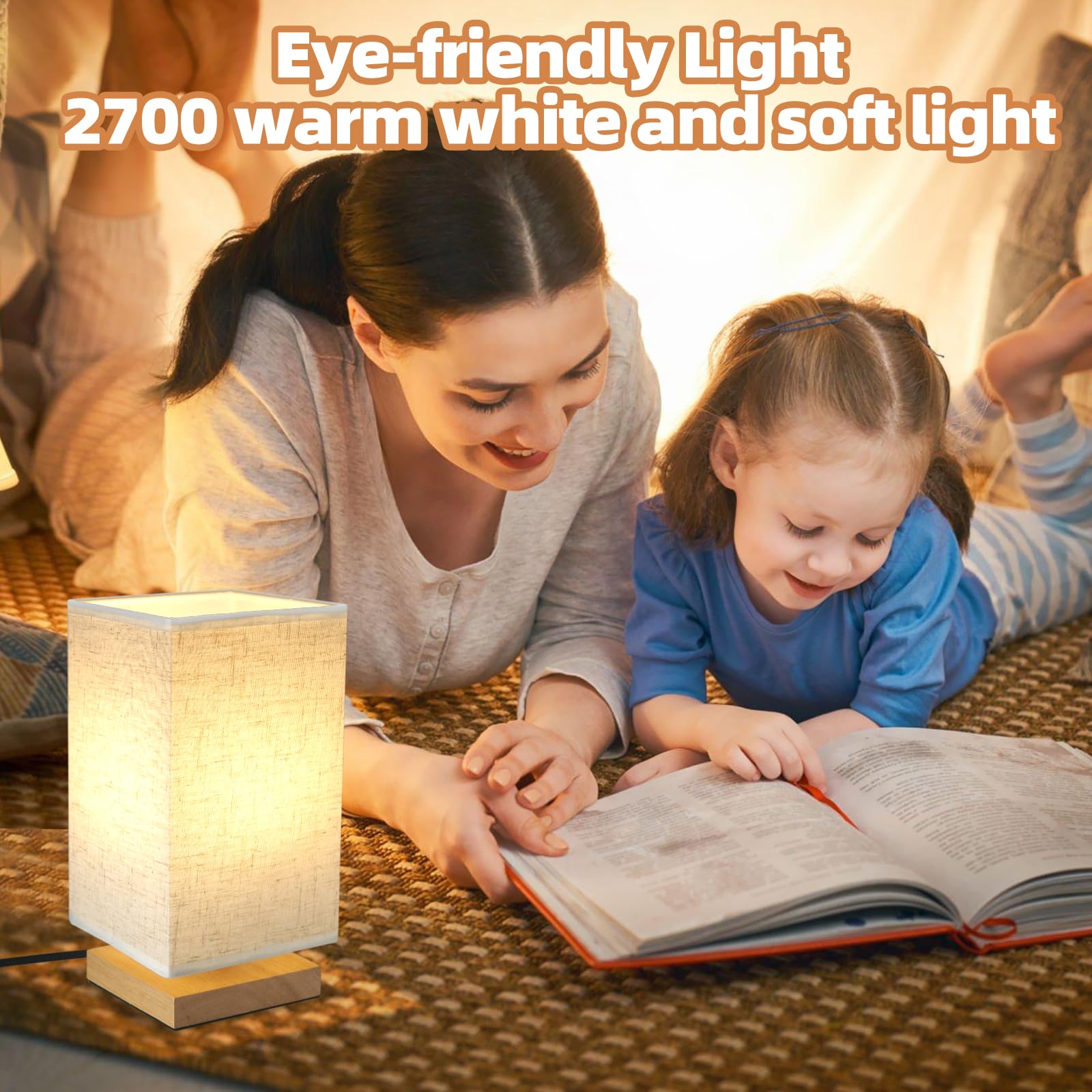 Uchenton Table Lamp For Bedroom - Small Beside Lamps For Night Stands Home Office - Minimalist Design Warm Light Mini Boho Lamp - Fits In Kids,Living,Nursey Room,College Dorm - Awesome Gift Choice