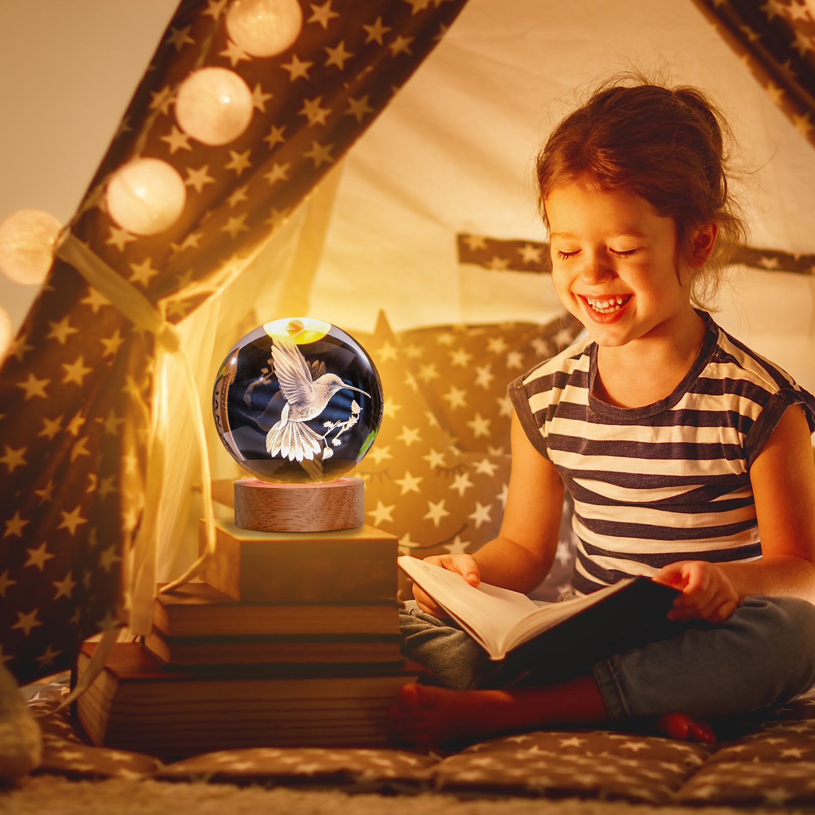 JANARARY 3D Bird Lamp - Crystal Night Light, 16 Color Changing with Remote, Perfect for Bedroom Decor, Model: MS-CrystalBallBird