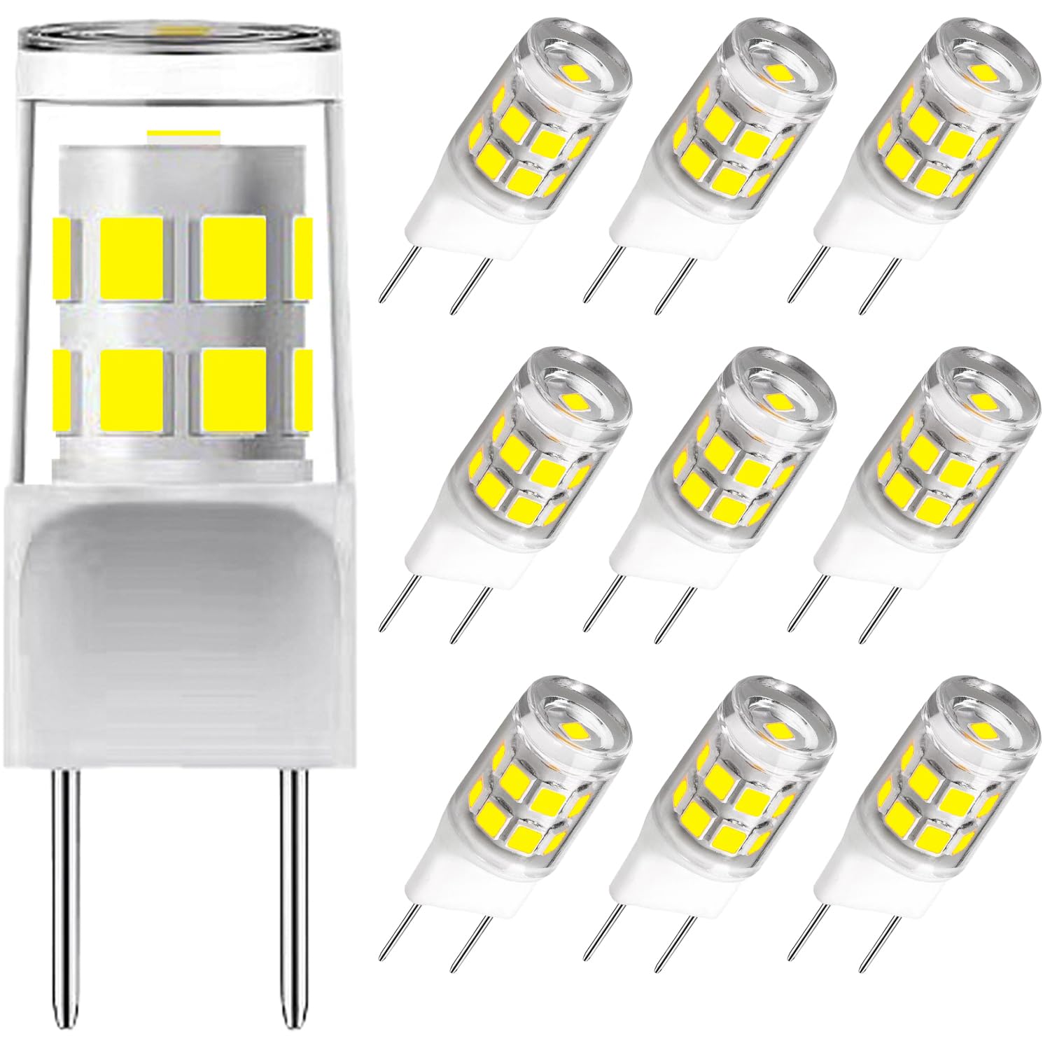 (10Pack)G8 Led Bulbs,T4 3W Replacement For 20-25W Halogen Bulb,Daylight White 6000K,Gy8.6 Jcd Type Bi-Pin Base,120V,Puck Light B