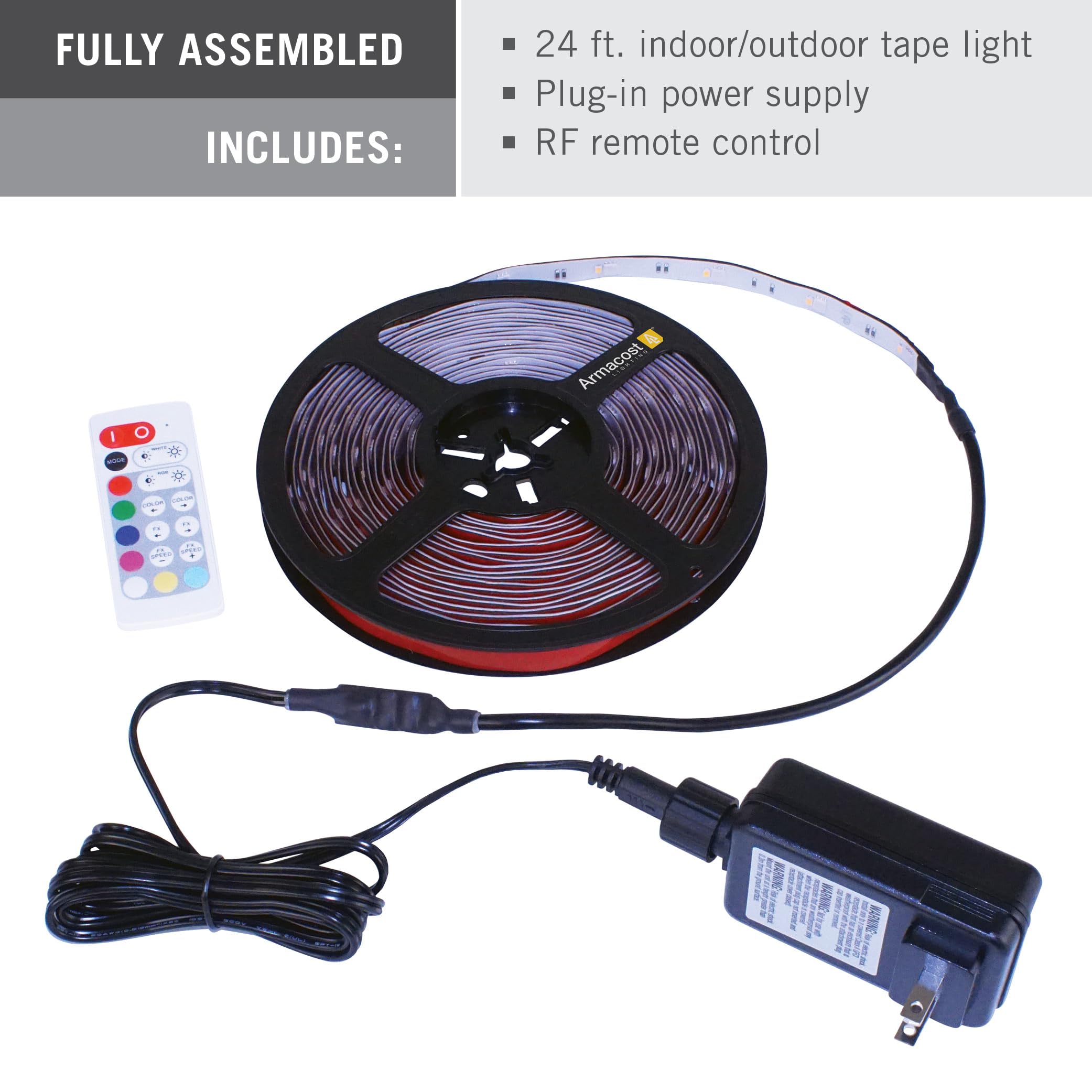 Armacost Lighting 624340 Ribbonflex Outdoor 24 Ft. Rgb+W Indoor/Outdoor Led Tape Light Kit