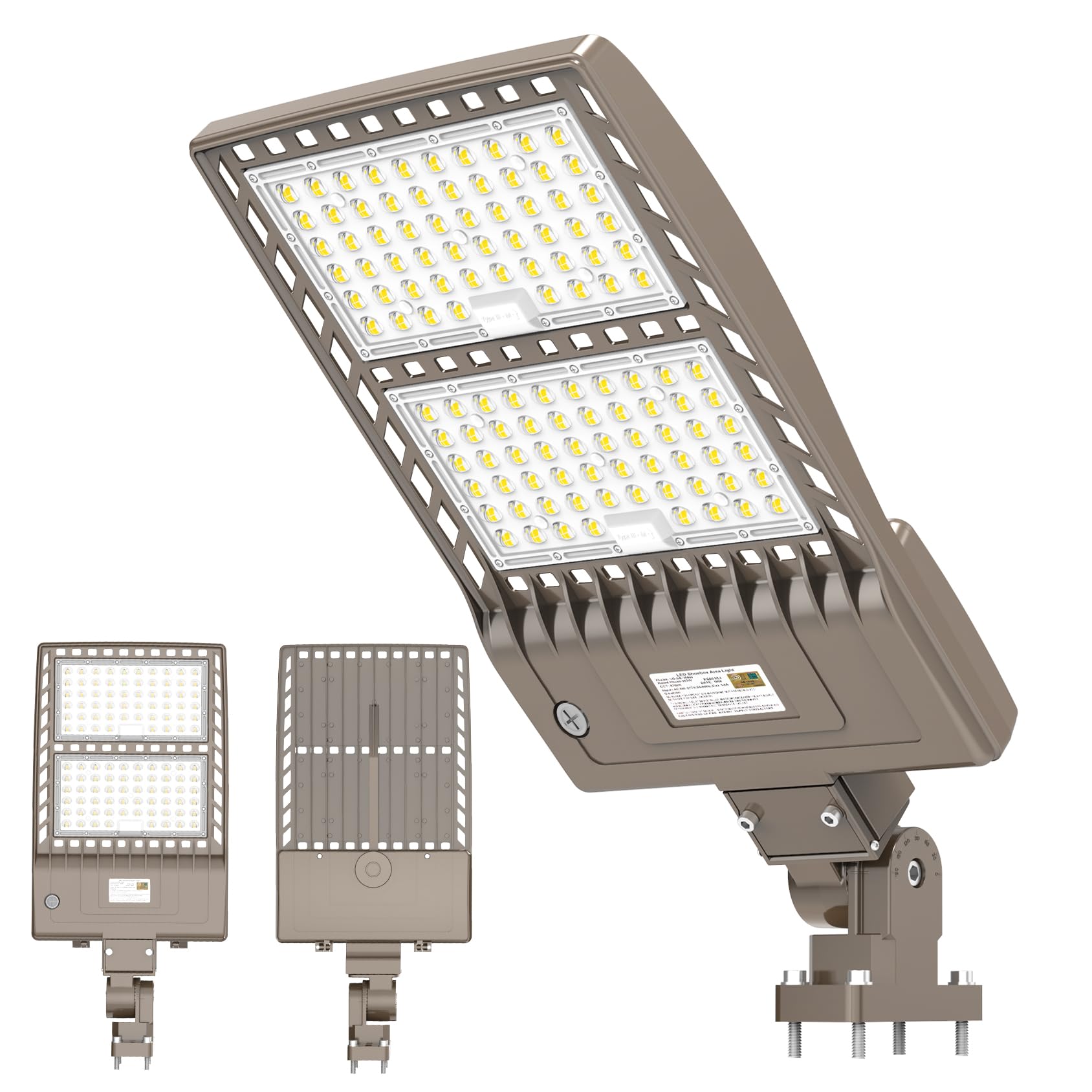 LED Parking Lot Light 320W UL Listed 44800LM Led Shoebox Pole Light Fixture Round & Square in One Mount 1000W HID/HPS Replacemen