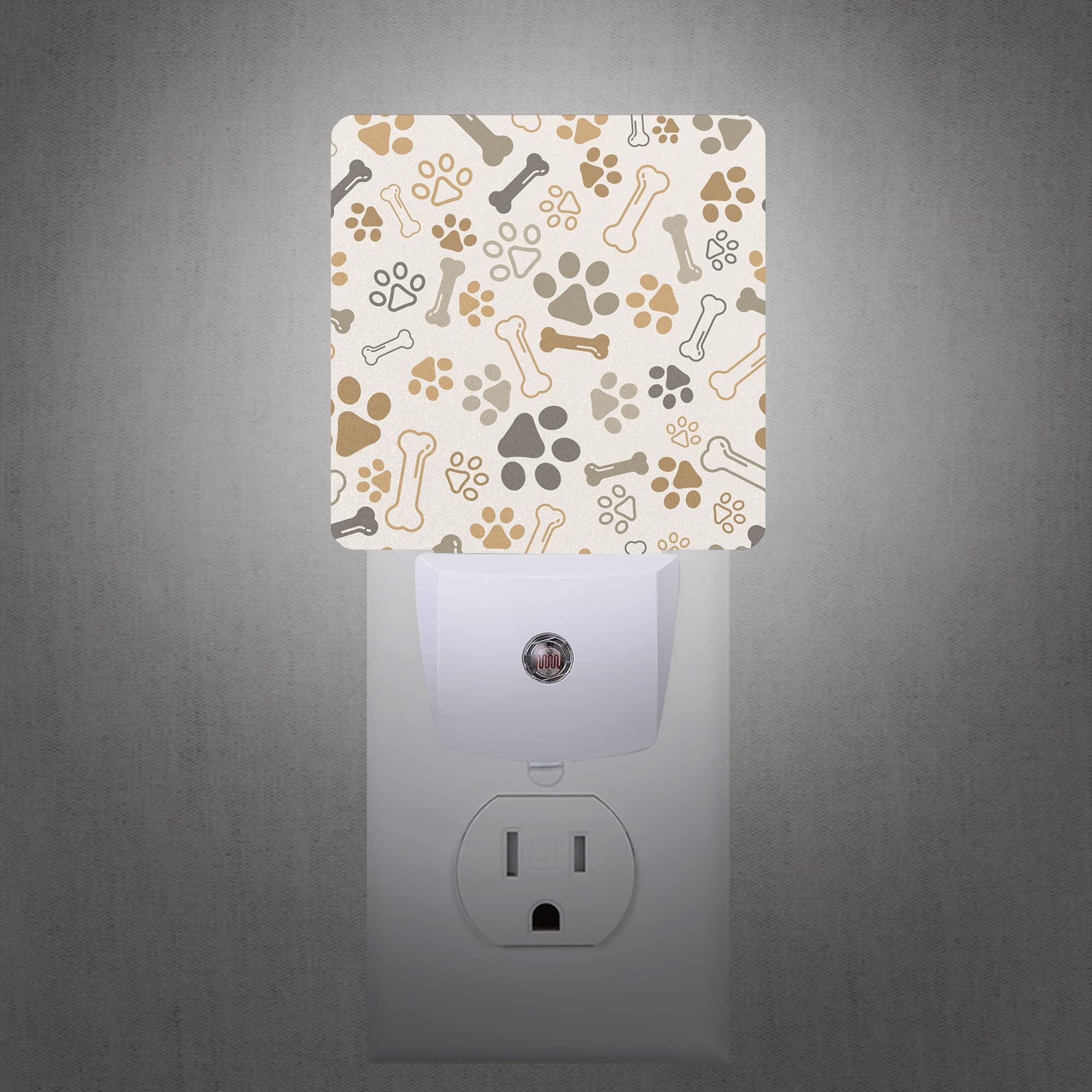 Smoaffly LED Night Light - Dog Cat Paw Print Bones, Auto Sensor, Dusk-to-Dawn, Nursery Decor, Model XD-FXYD-LST03