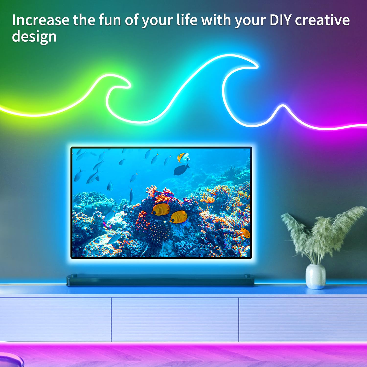 Segrass 100Ft Rgb Led Neon Rope Lights Led Neon Lights With Remote/App Control 24V Ip65 Waterproof Flexible Neon Led Strip Light