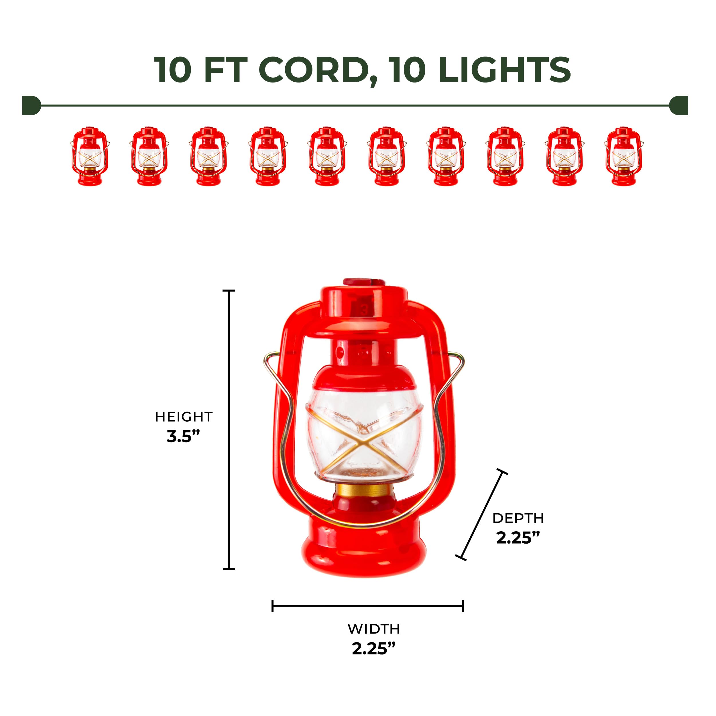 Rivers Edge Products LED String Lights, 10-Bulb Fairy Lights, 10FT for Indoor/Outdoor Decor, Small Lantern, Model 2834
