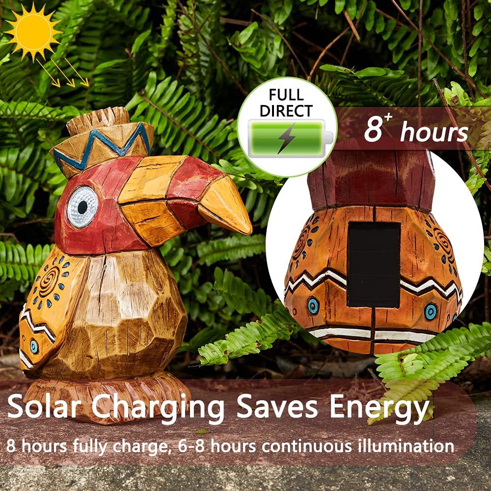 Yiosax Solar Tiki Statue-Woodwoodpecker Bird-Garden Hawaiian - Solar Outdoor Light Garden Sculptures & Statues Totem Pole Bar Outdoor Patio Pool Yard Summer Decorations