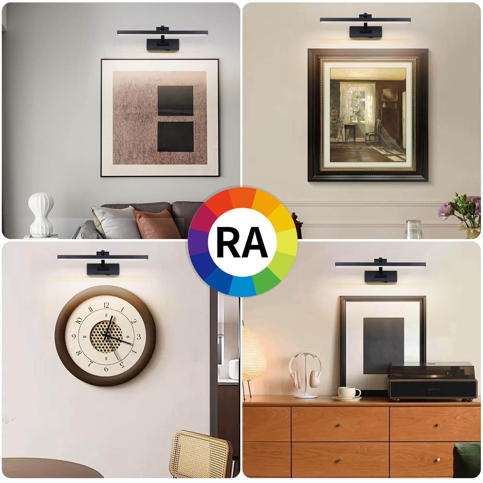 LED Wireless Picture Light with Remote Control,USB Rechargeable Battery Powered Art Lamps,Dimmable,270 Rotate,Timing,15.5 Inch B