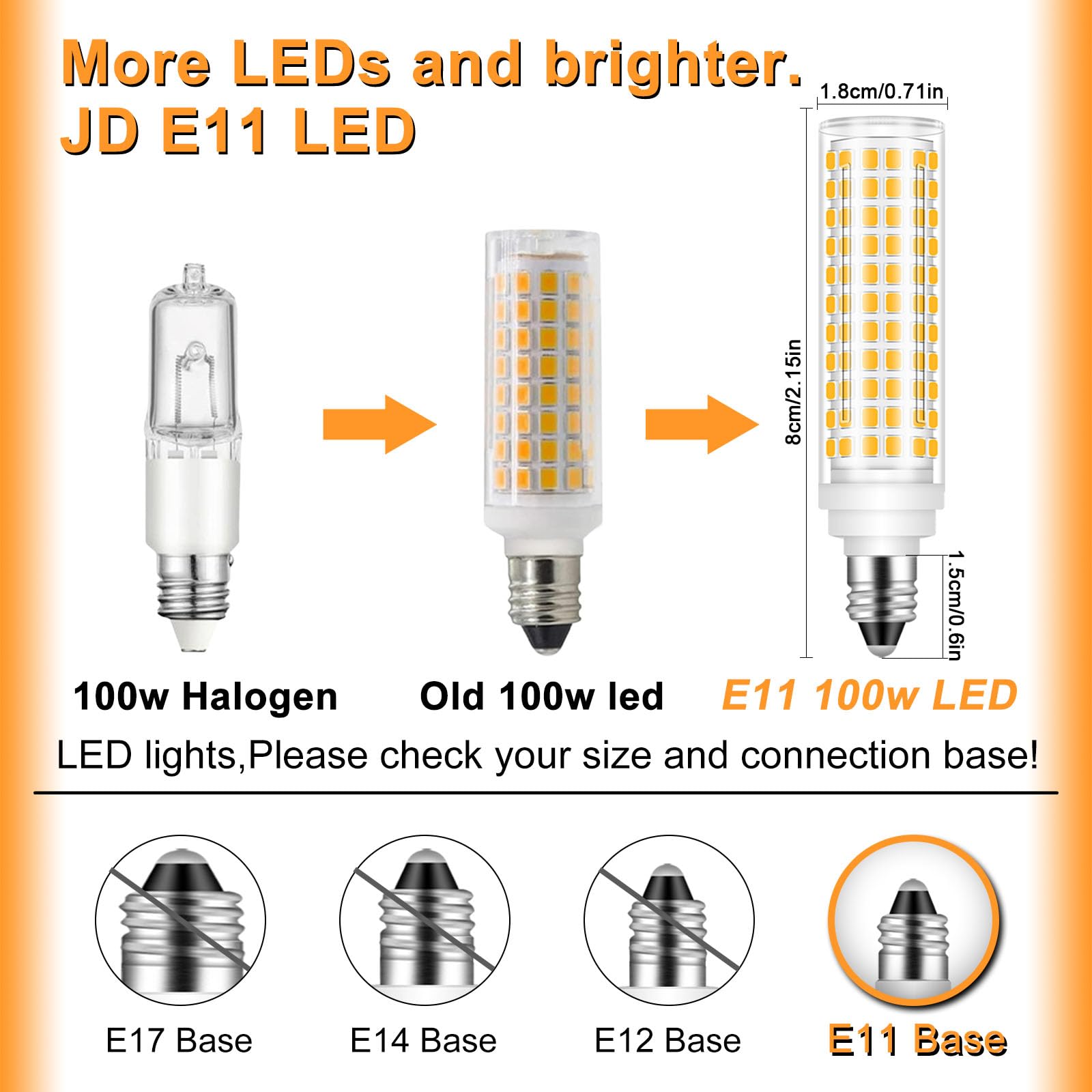 Megereet Jde11 Led Bulb 100W Halogen Bulbs Equivalent T4 Mini Candelabra E11 Led Bulb Dimmable Warm White 3000K 10W 1000Lm Jde11 120V 100W Led For Ceiling Fan Pendant Lighting 2 Pack