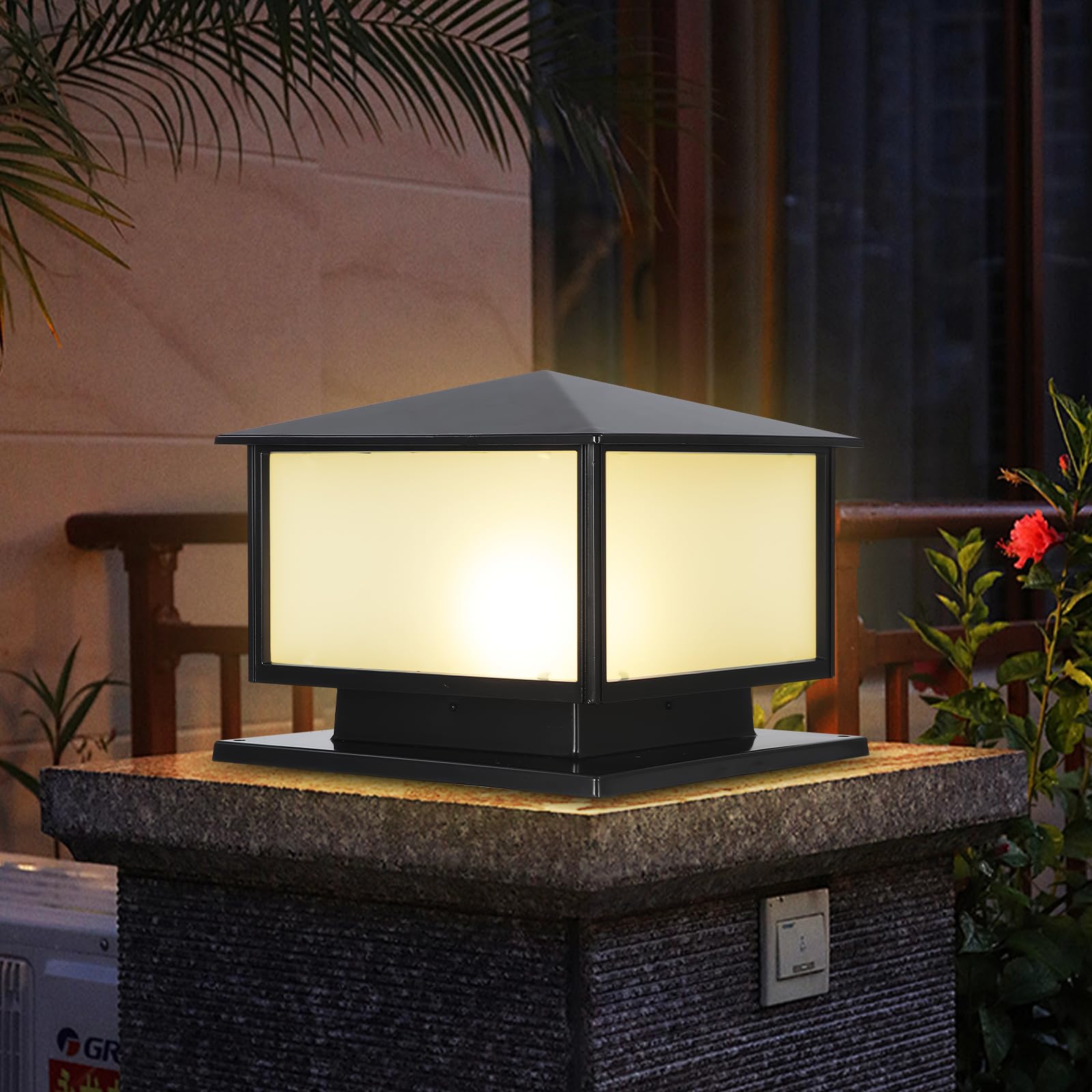 SLAWA Outdoor Column Lights with Mount Base, Exterior Patio Pillar Lights Outdoor Fixture with Aluminum Housing, Outdoor Post Li