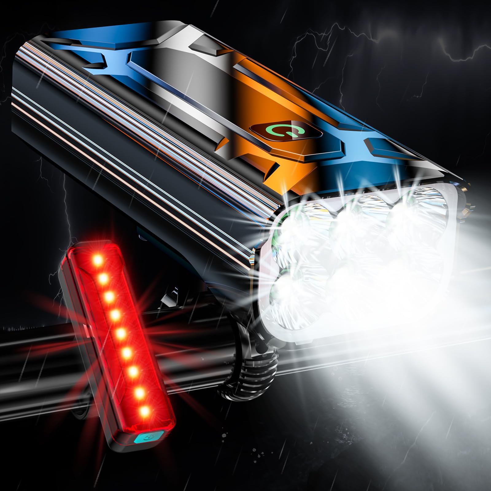 2025 New 6 Led Bike Light For Night Riding,High Lm Super Bright Aluminum Rechargeable 5200 Mah Bicycle Light,Waterproof 10 Modes