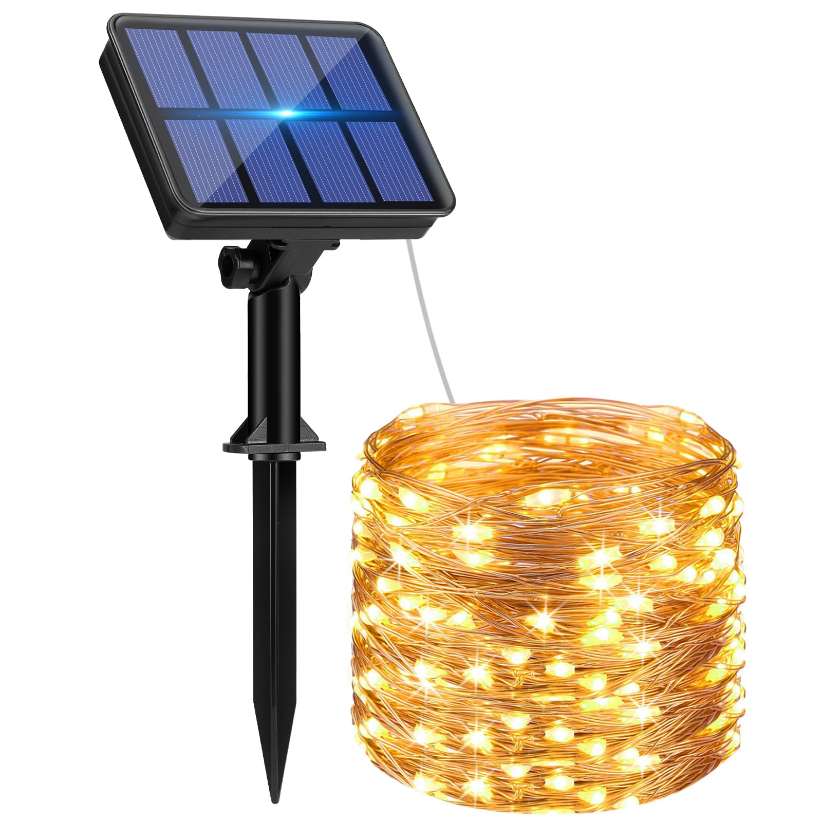 btfarm Solar String Lights - 80LED, 33FT, Copper Wire, 8 Modes, Waterproof, Warm White, Model SL24