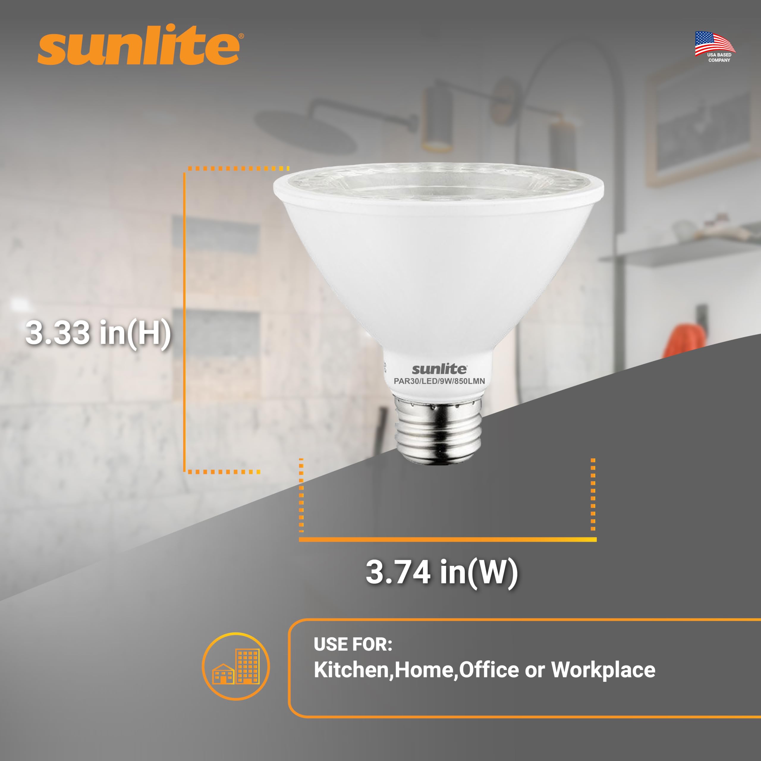 Sunlite LED PAR30 Flood Light Bulb, 9W (75W Equivalent), 850 Lumens, Dimmable, 3000K Warm White, 6 Count, Model 409