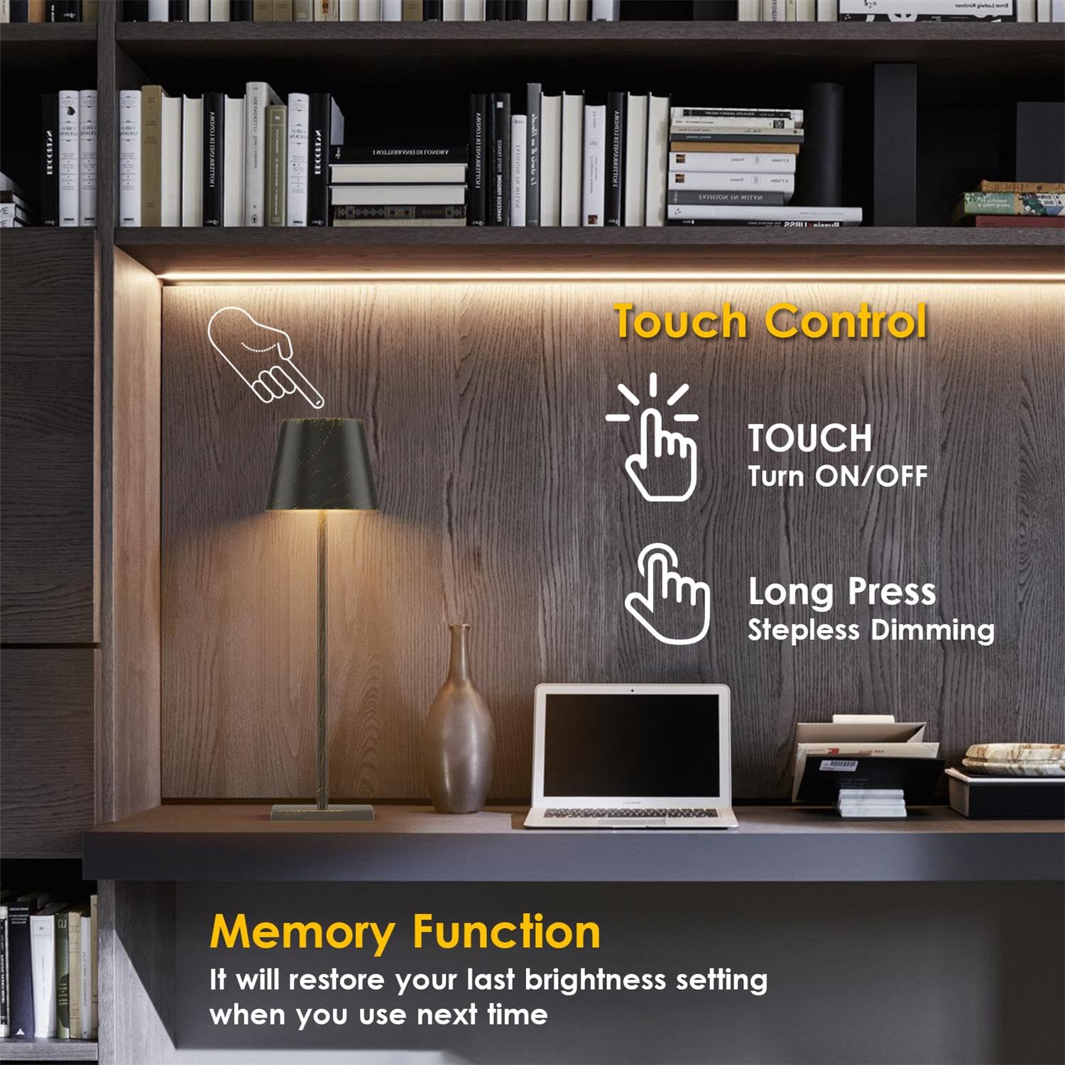 2-Pack Rechargeable Table Lamps Led Cordless Table Lamp 3W 5500Mah Battery Operated Table Light Stepless Dimmable Portable Table