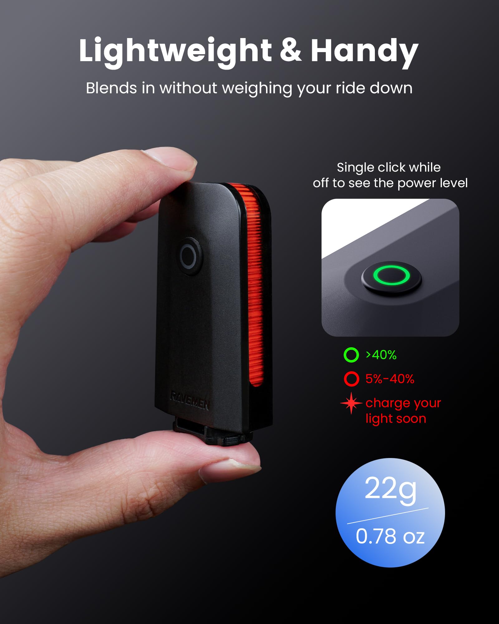 RAVEMEN CL01 Bike Tail Light, 300 Wide-Angle Rear Bicycle Light for Night Riding, Saddle Mount Bike Taillight Safety Accessories