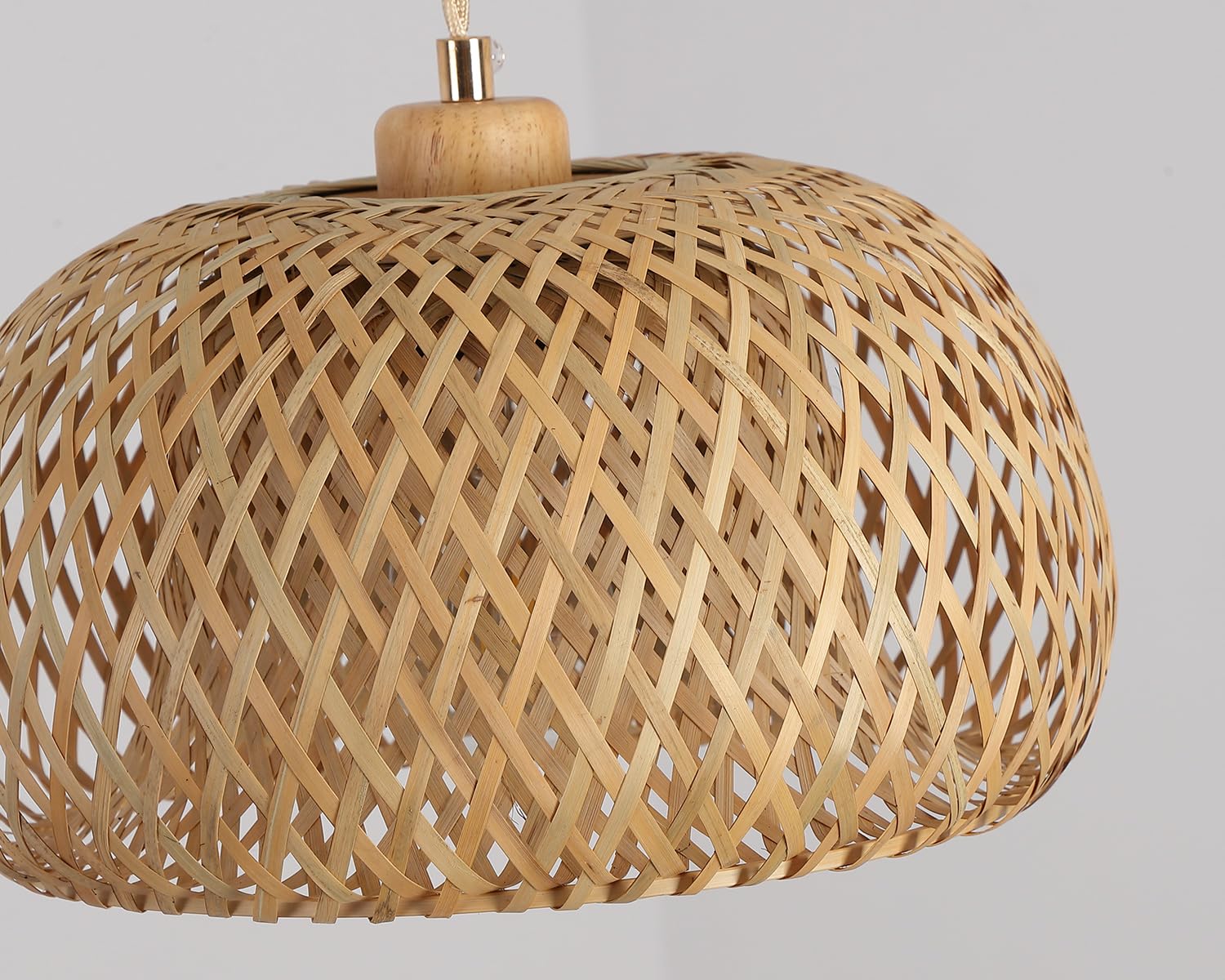 Hchunqjor Bamboo Plug-In Pendant Light, 14Ft Cord, Dimmable, Boho Basket Lamp For Home Decor