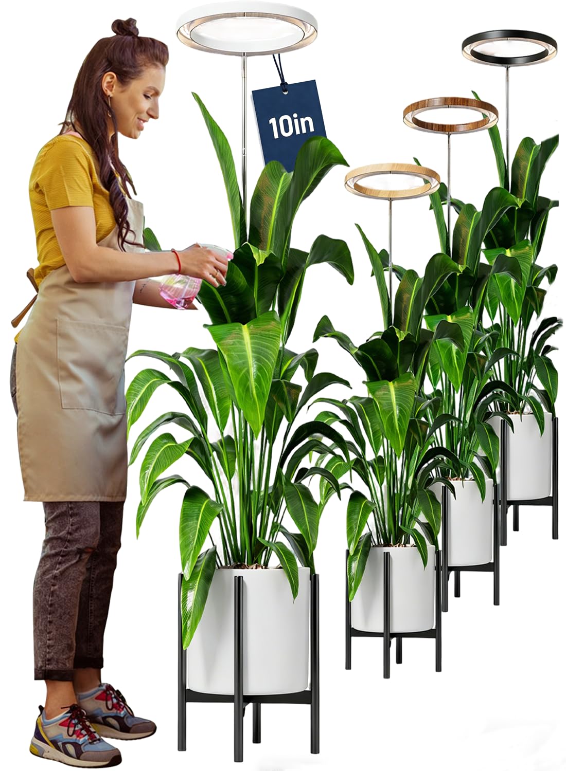 10 Grow Lights for Indoor Plants Full Spectrum, 160 LEDs Large Plant Light for Indoor Plants, Height Adjustable 11-65 Growing La